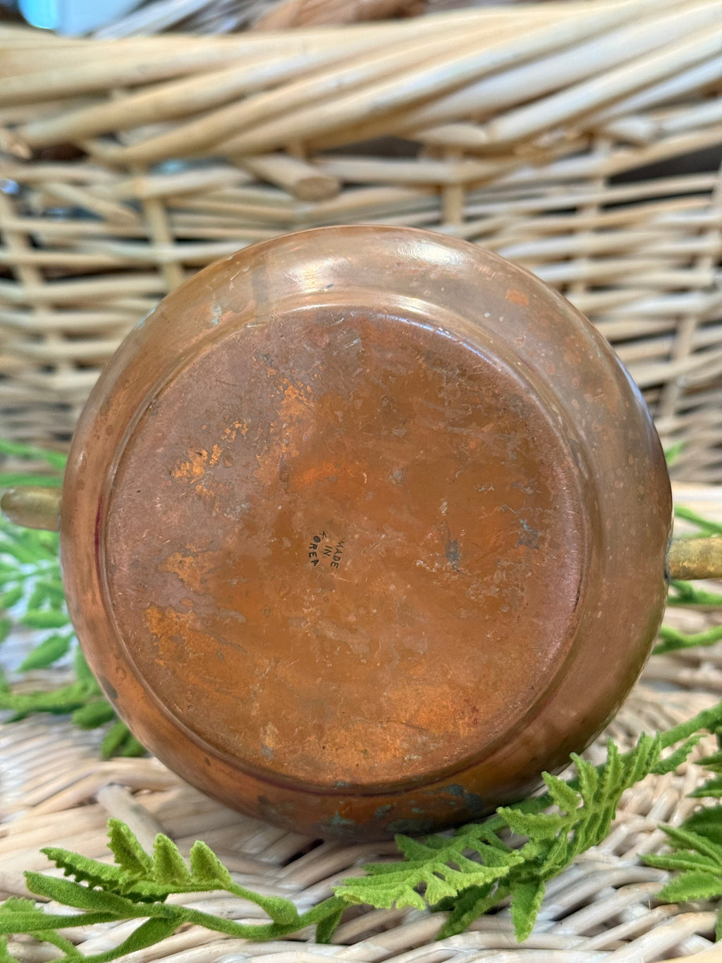 Vintage Mid-Century Copper Pitcher with Brass Handle