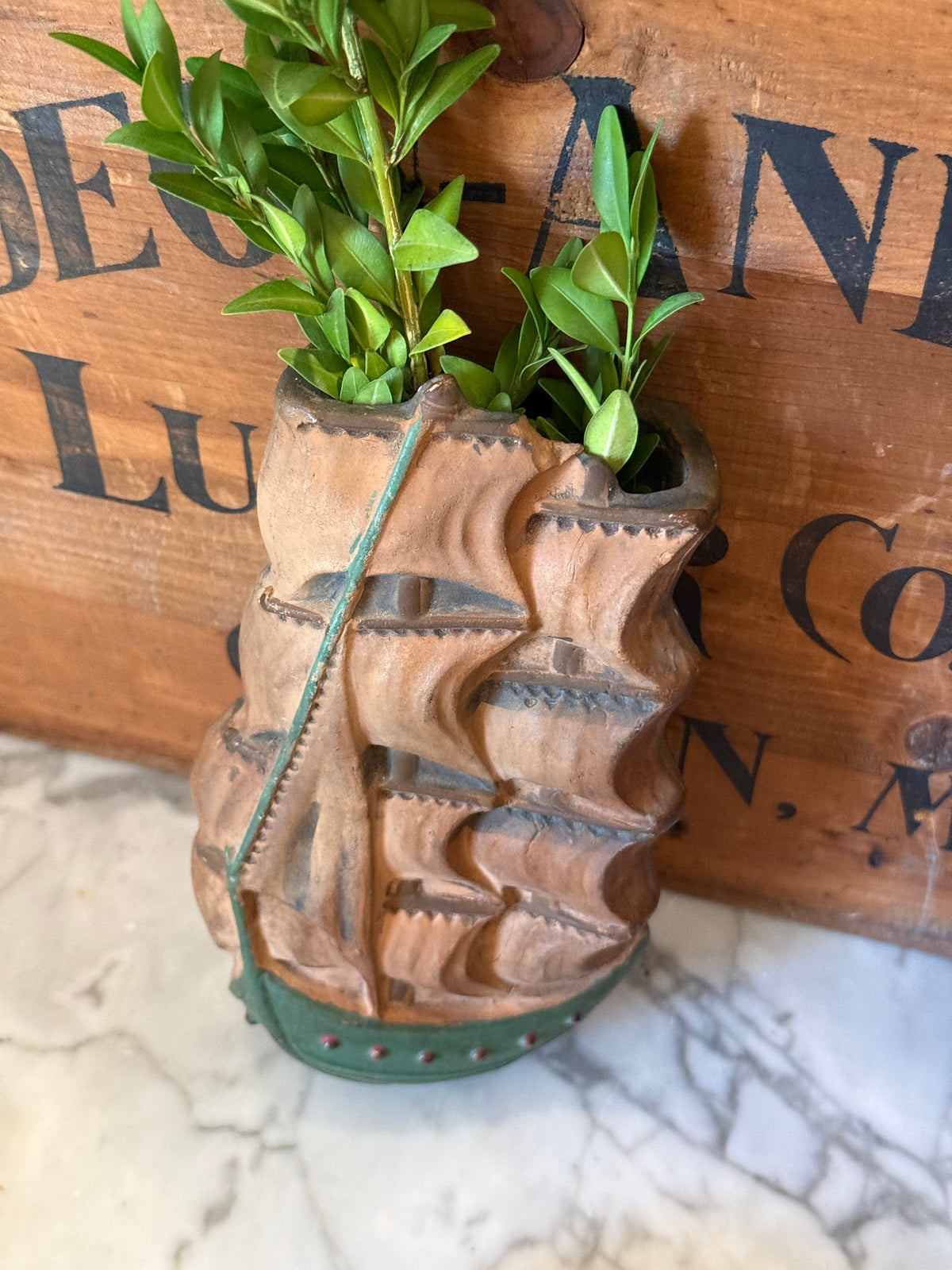 Vintage Ceramic Clipper Ship Wall Pocket