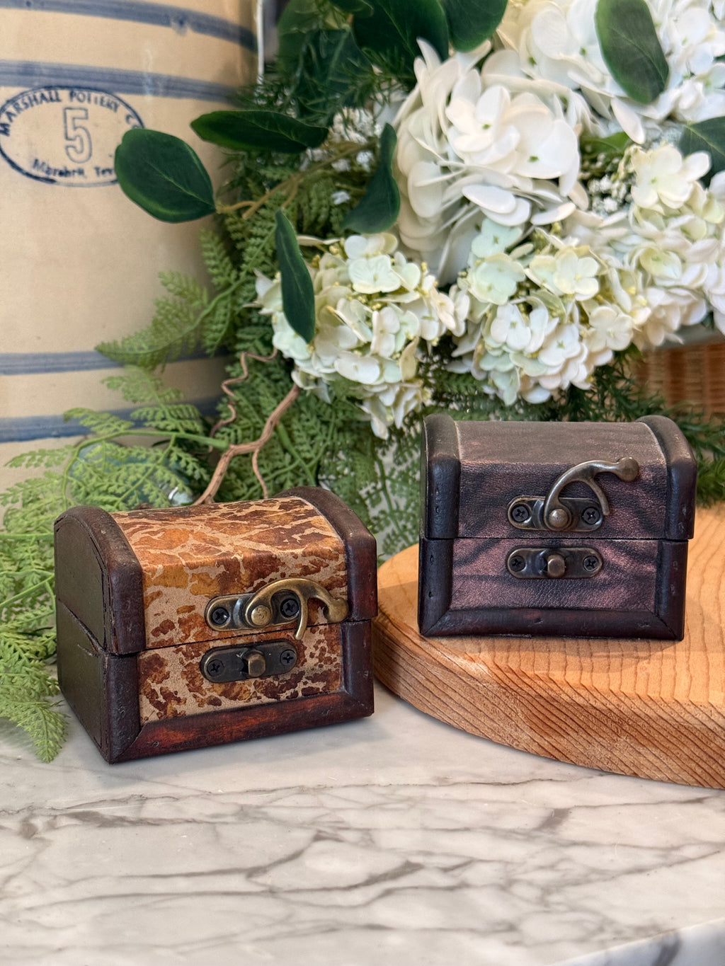 Set of 2 Faux Leather Mini Boxes