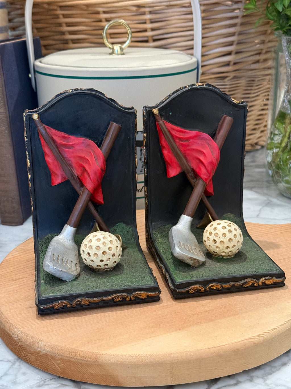 Vintage Golf Club Bookends Set