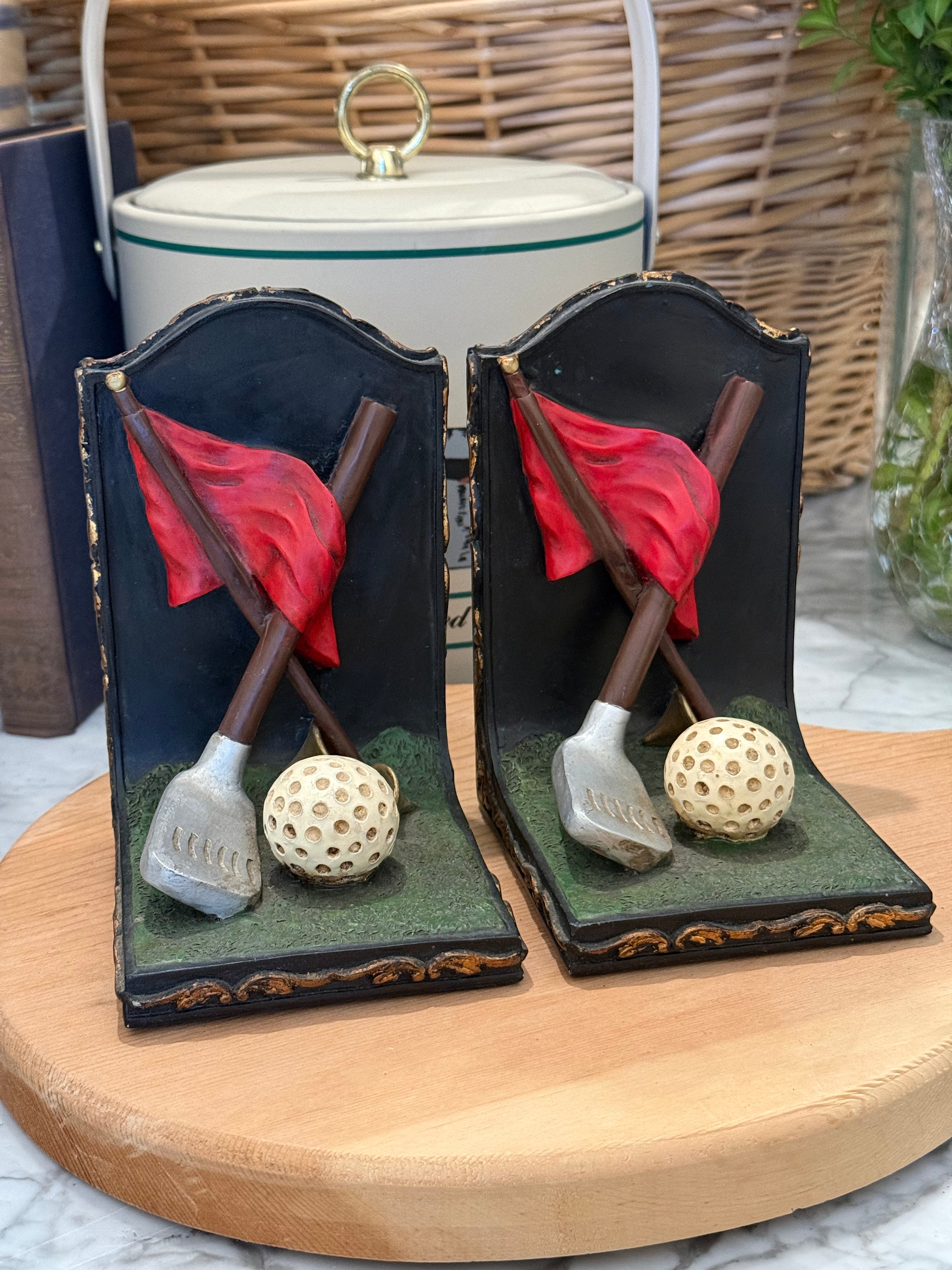 Vintage Golf Club Bookends Set