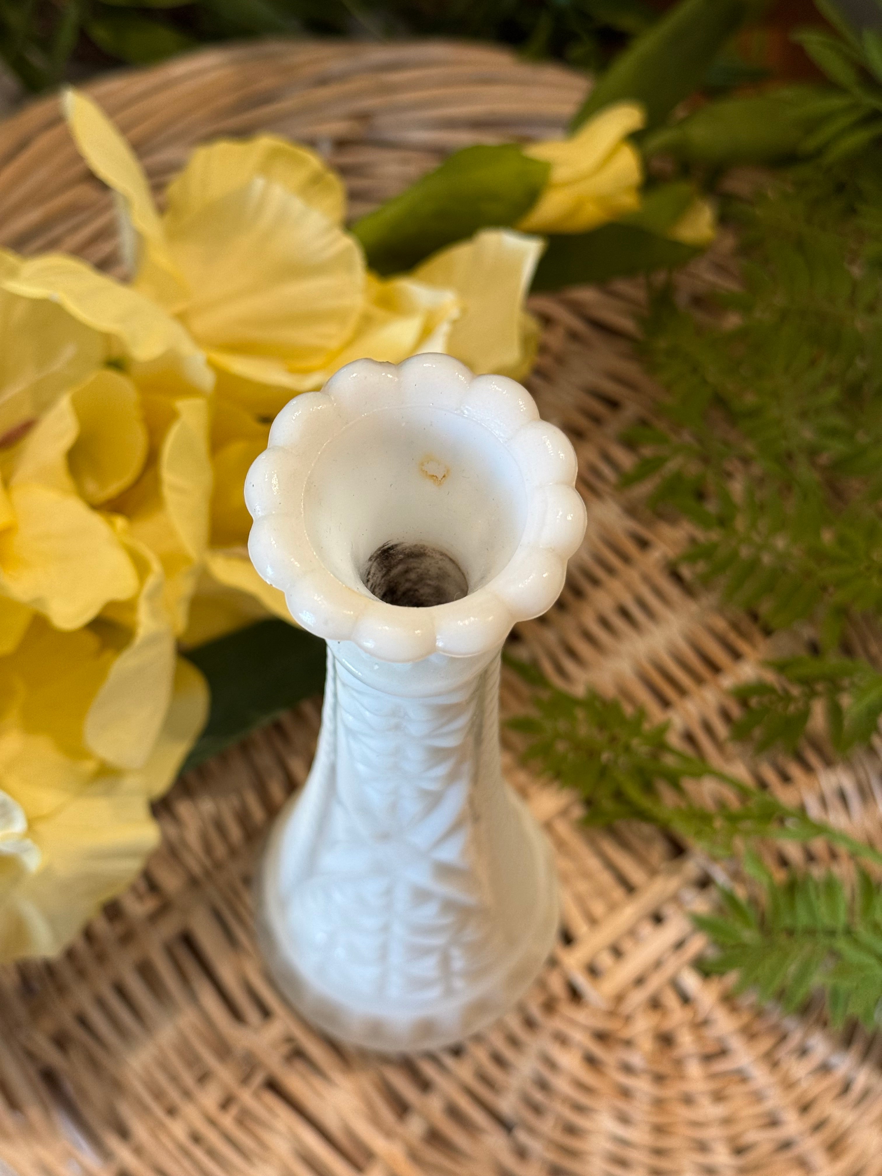 Vintage Anchor Hocking 9" Milk Glass Bud Vase