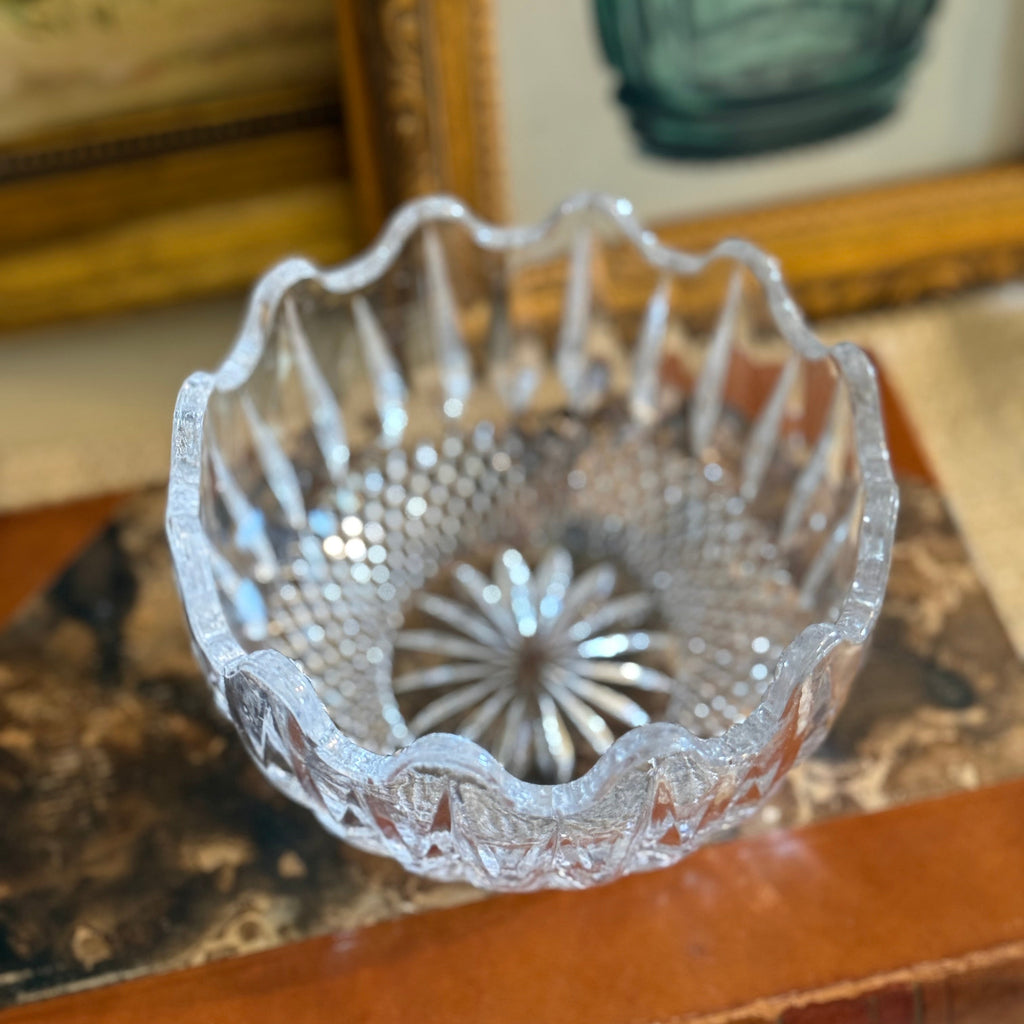 Vintage Scallop Edged Crystal Trinket Dish