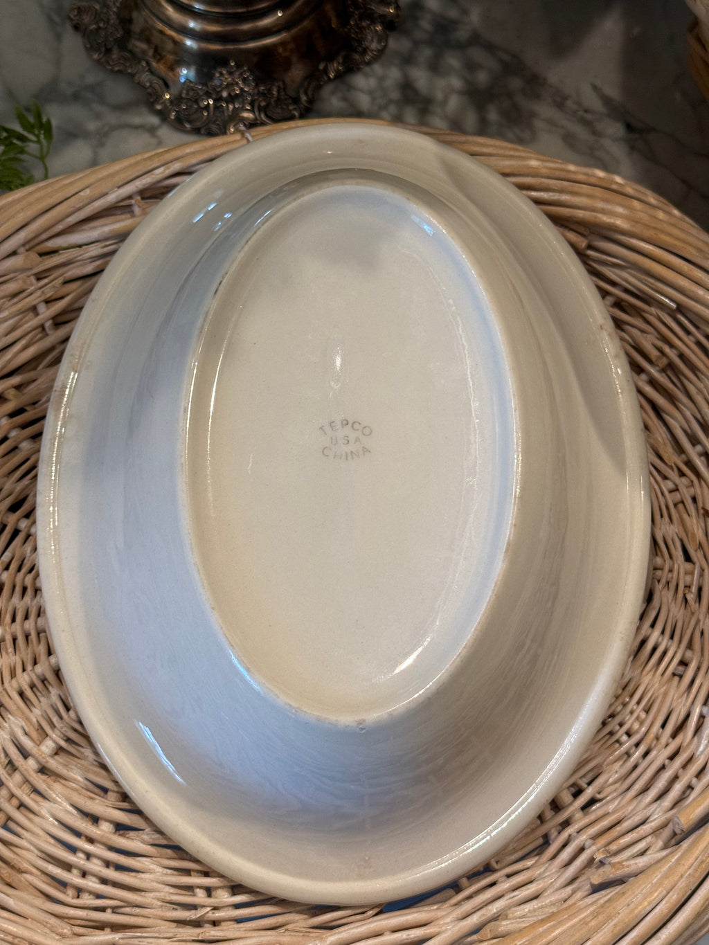 Vintage TEPCO USA Ironstone Oval Serving Bowl