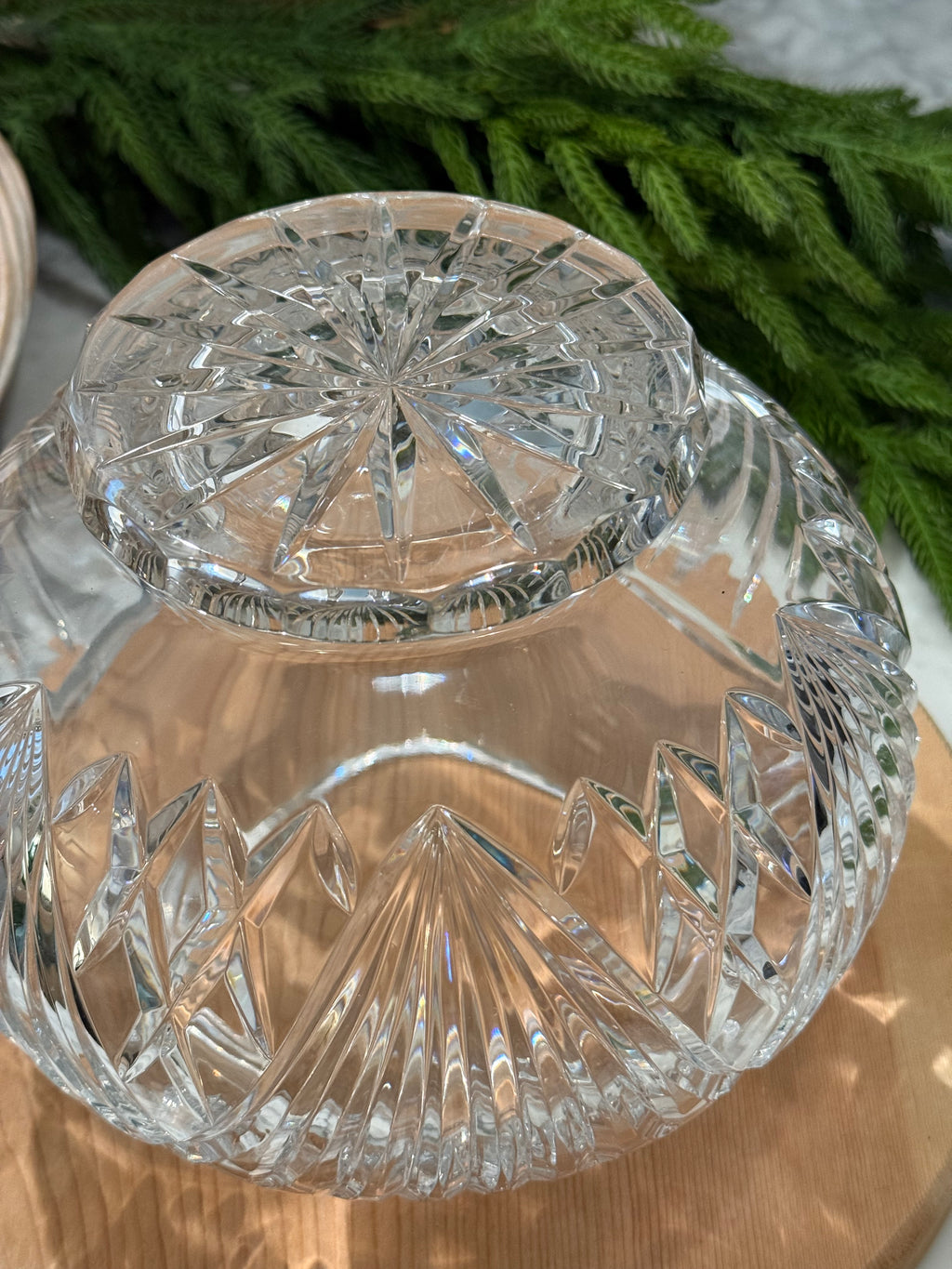 Hand Cut Lead Crystal Rose Bowl