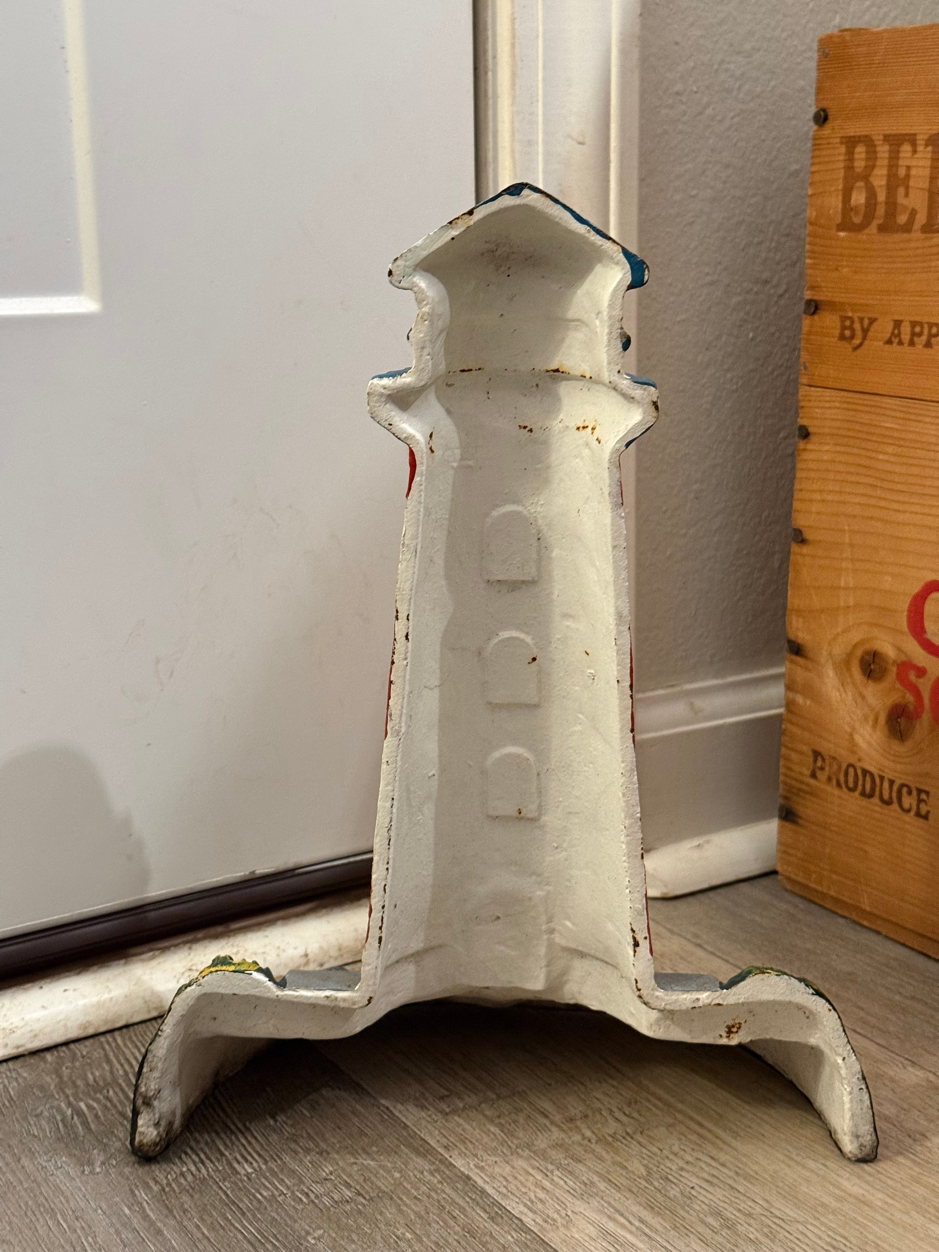 Vintage Cast Iron Lighthouse Door Stop - Cape Cod Nautical Decor