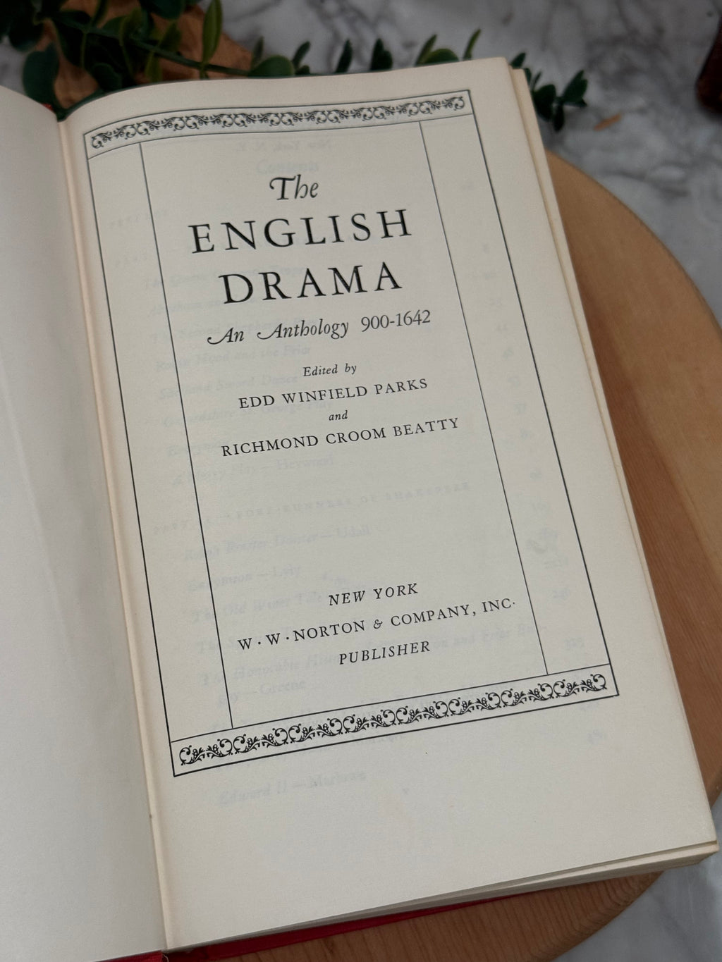 Vintage 1935 The English Drama Anthology