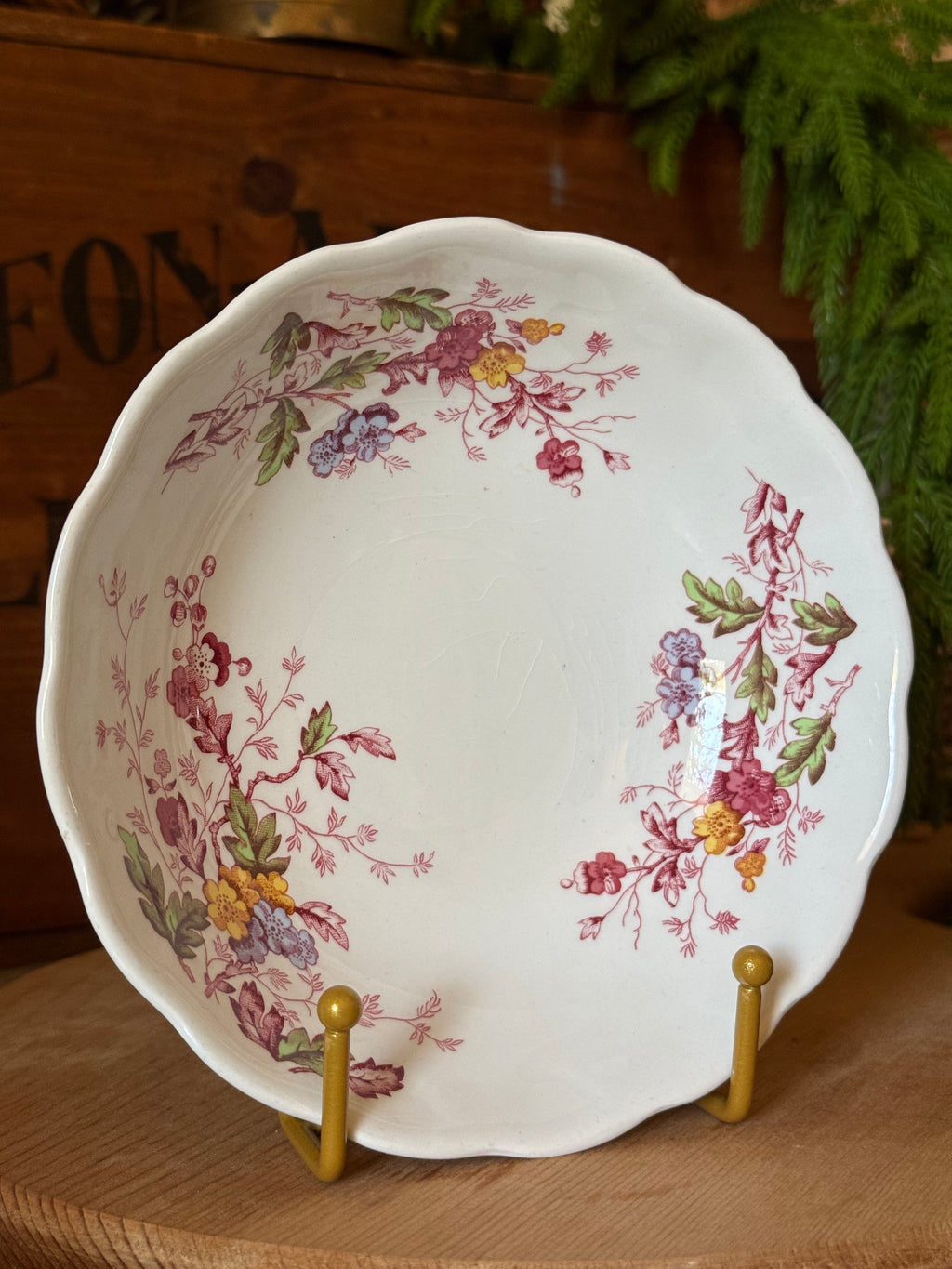 Vintage Ridgway English Garden Ironstone Soup Bowl