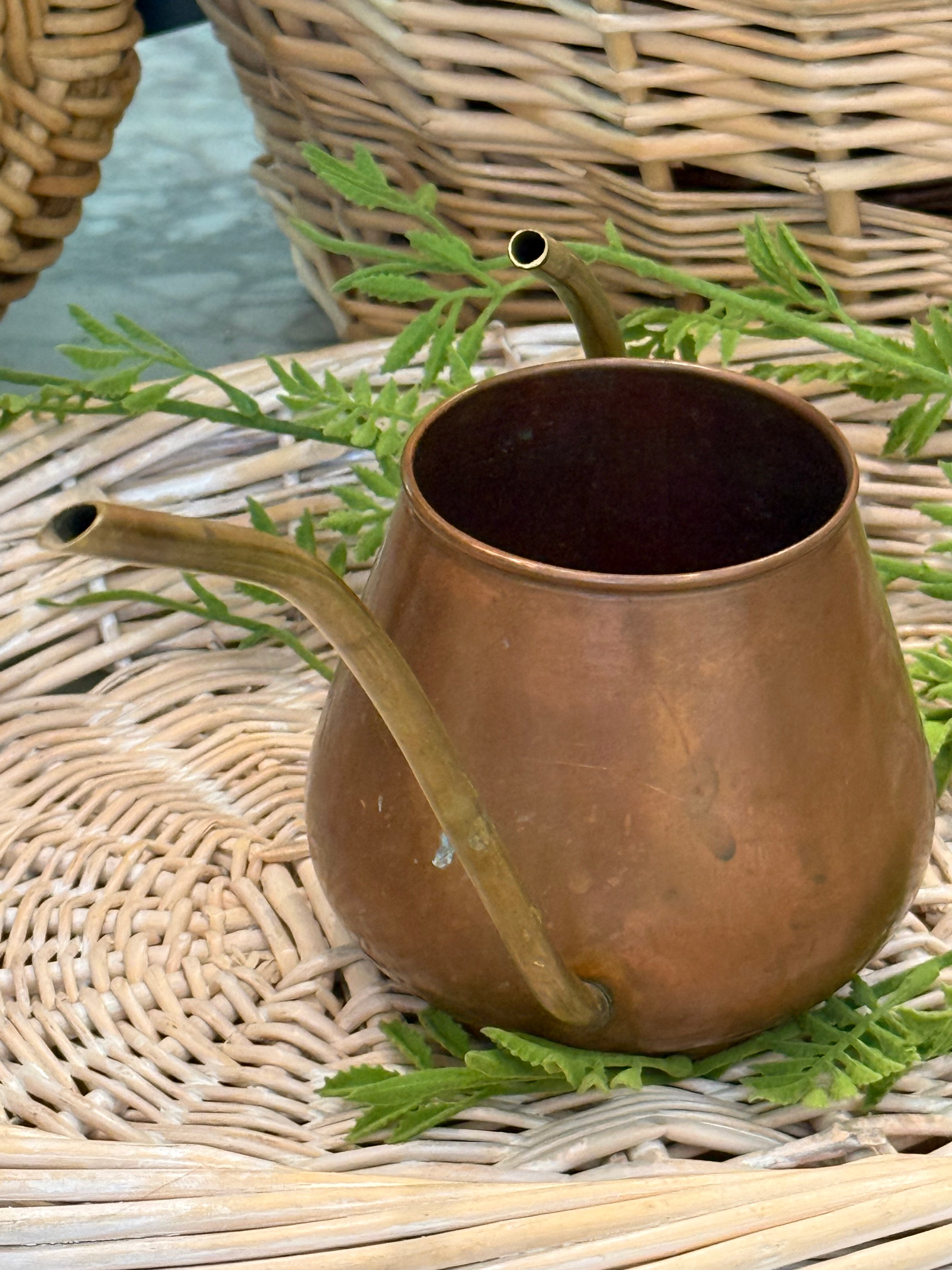 Vintage Mid-Century Copper Pitcher with Brass Handle