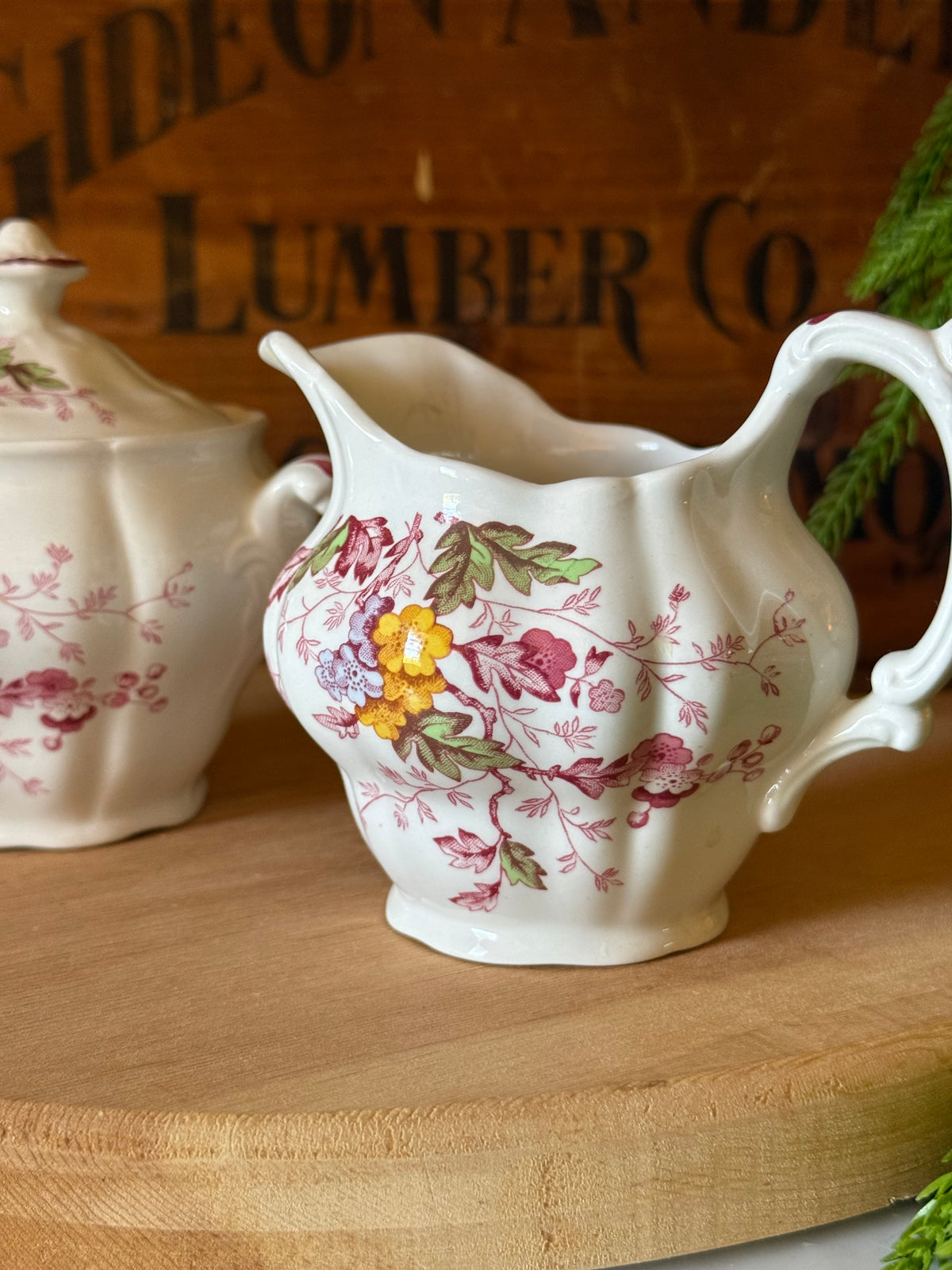 Vintage Ridgway English Garden Ironstone Cream & Sugar Set