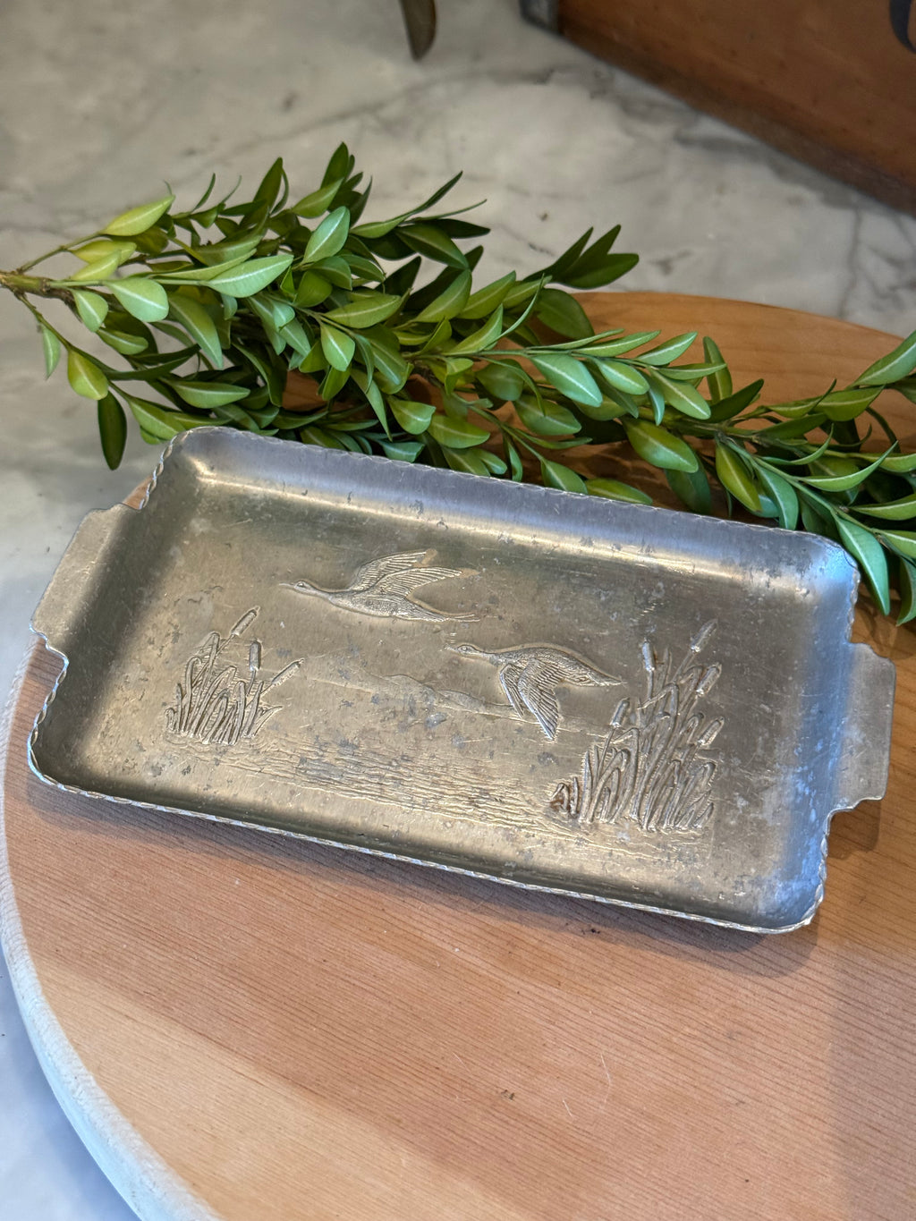 Vintage Aluminum Waterfowl Catchall Tray