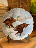 Antique Hand-Painted Wild Boar Limoges Plate