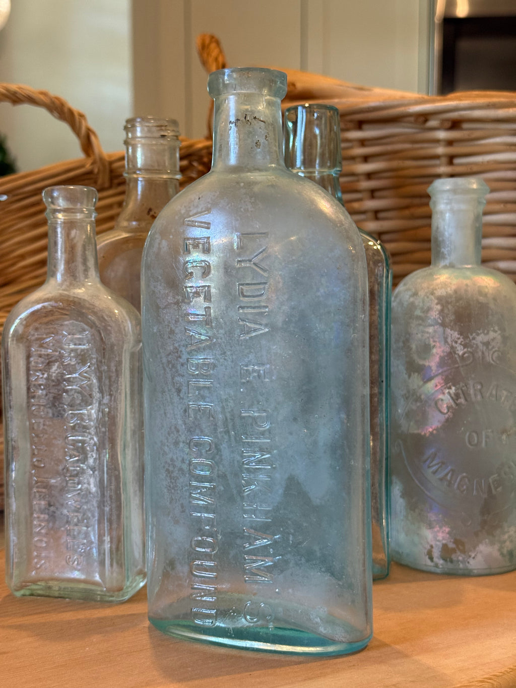 Antique Lydia Pinkham Aqua Apothecary Bottle