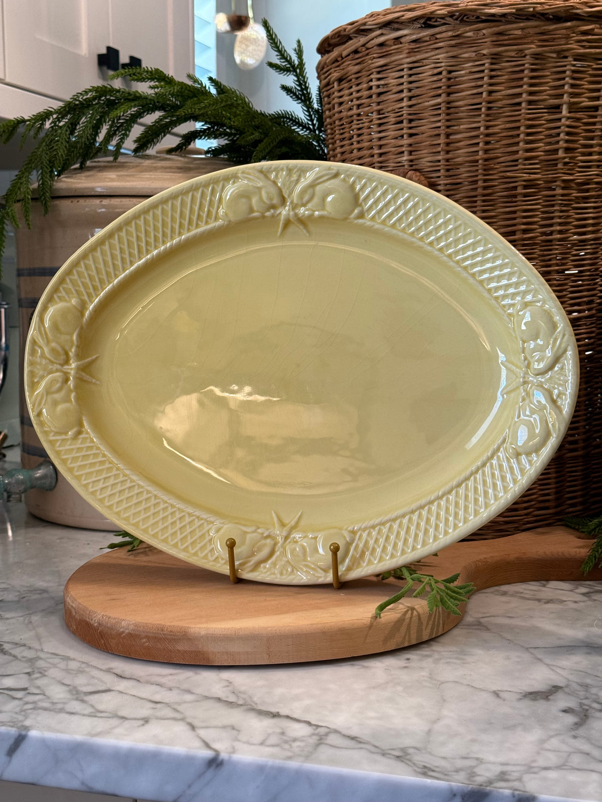 Vintage Bordallo Pinheiro Yellow Rabbit Oval Platter
