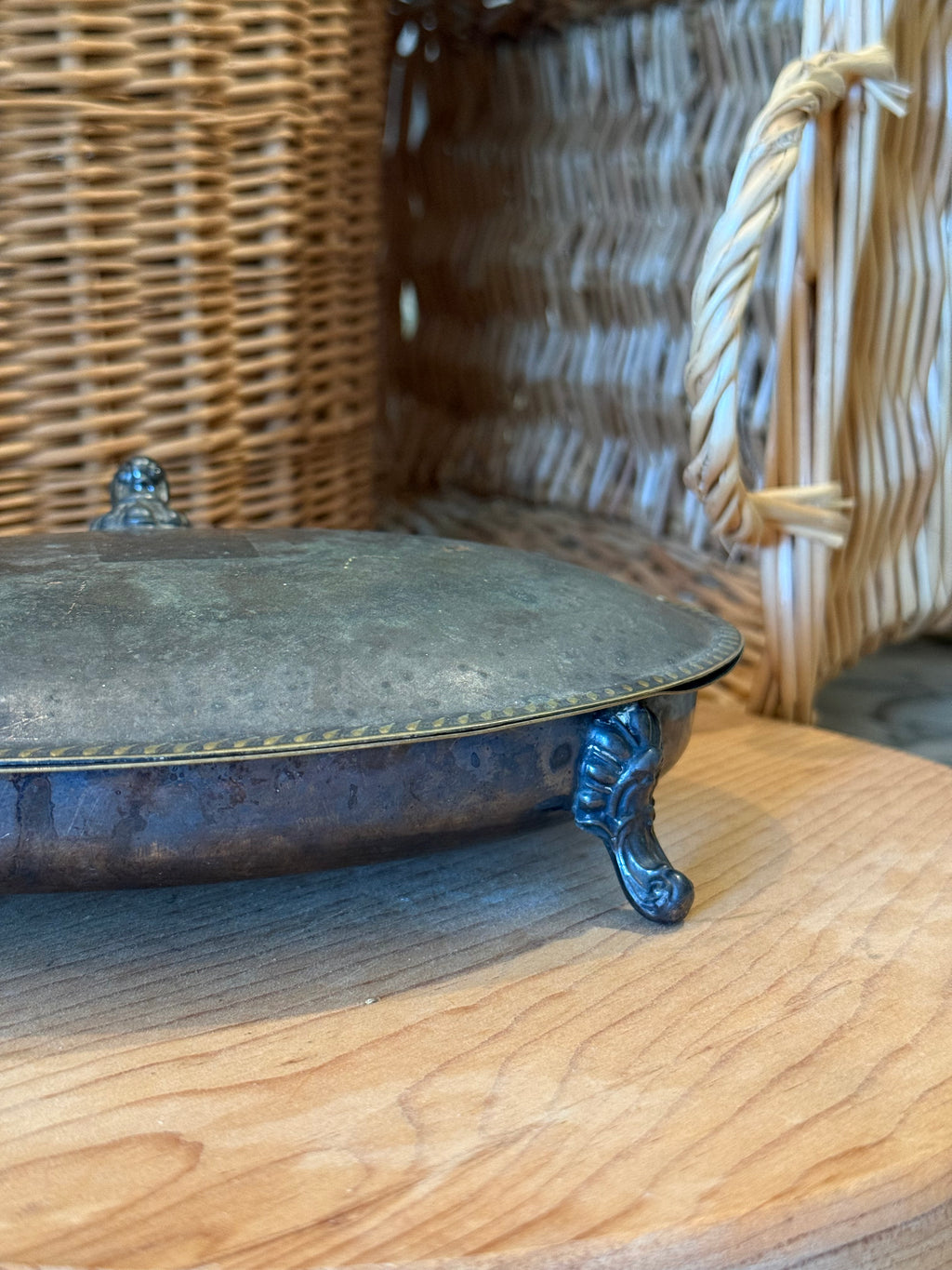 Antique Silver Silent Butler Dish