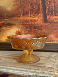 Antique Fenton Orange Tree Marigold Carnival Glass Footed Ice Cream Dish