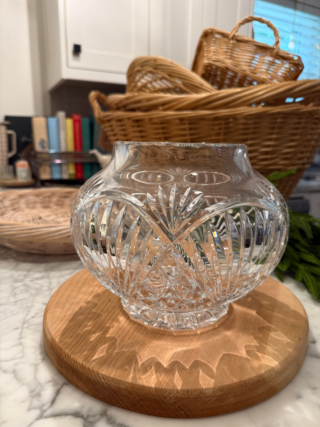 Hand Cut Lead Crystal Rose Bowl