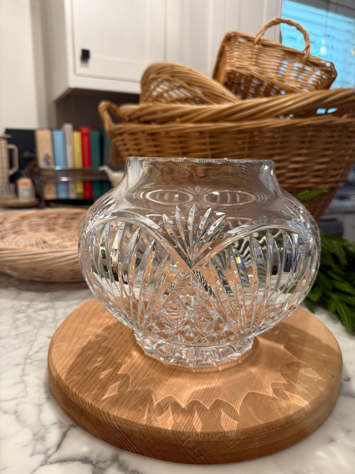 Hand Cut Lead Crystal Rose Bowl