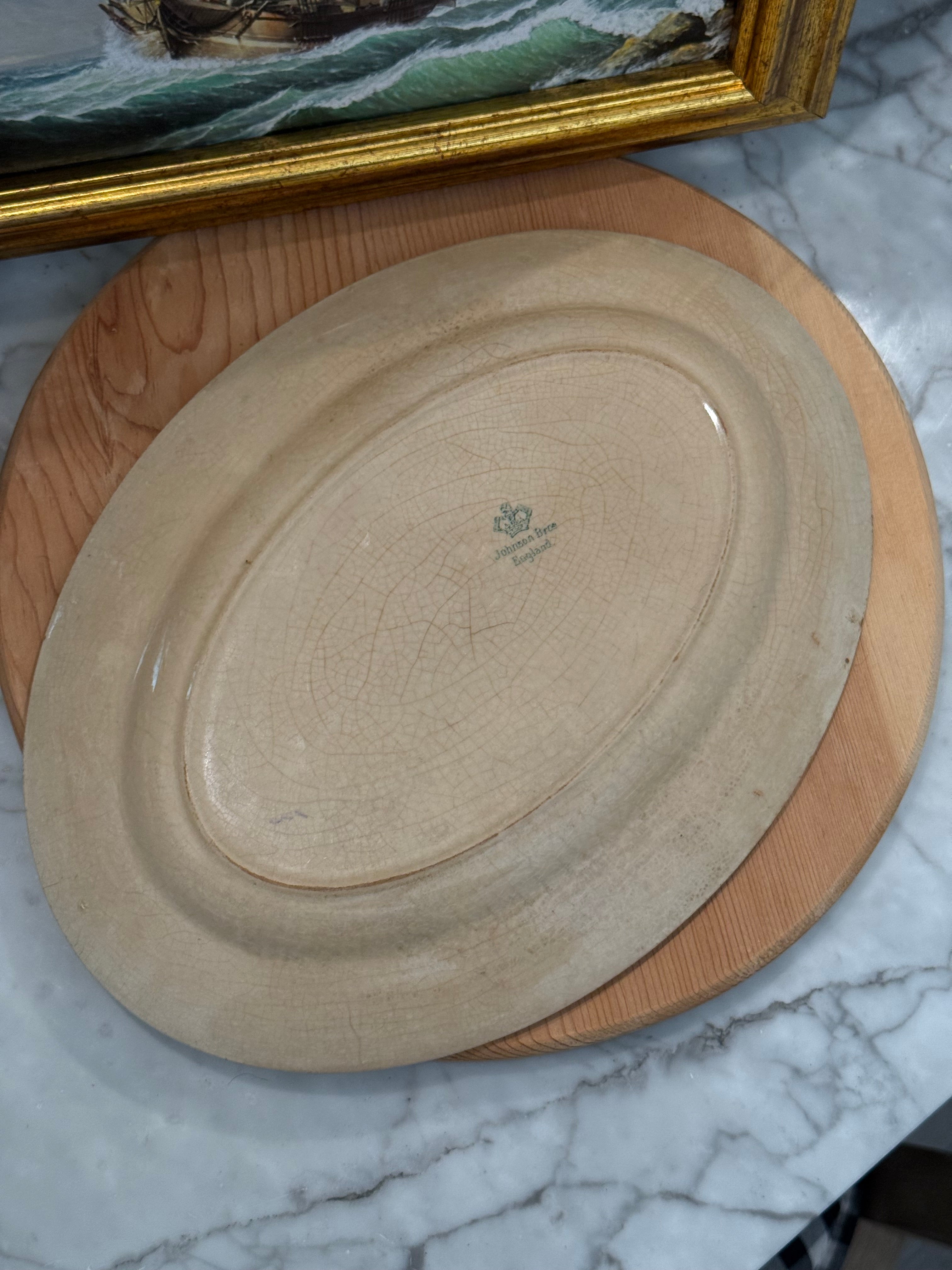 Rare Antique Johnson Brothers JB47  Pareek Peacock Oval Platter