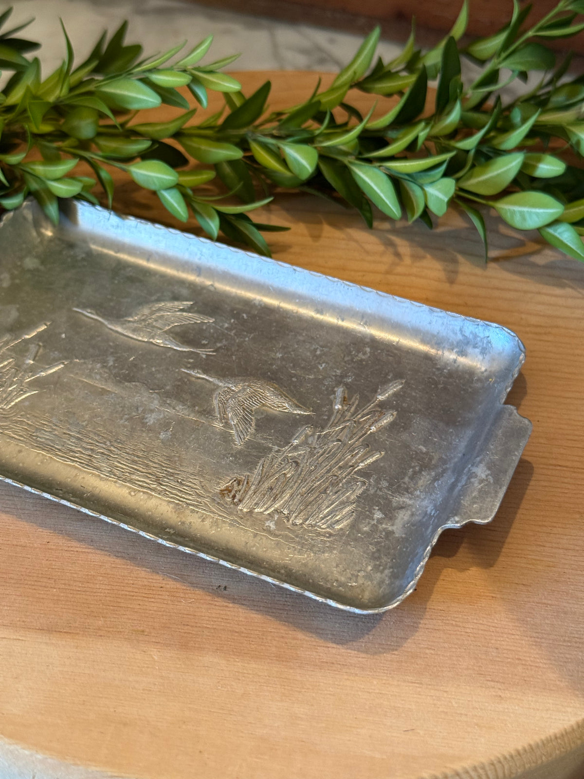 Vintage Aluminum Waterfowl Catchall Tray