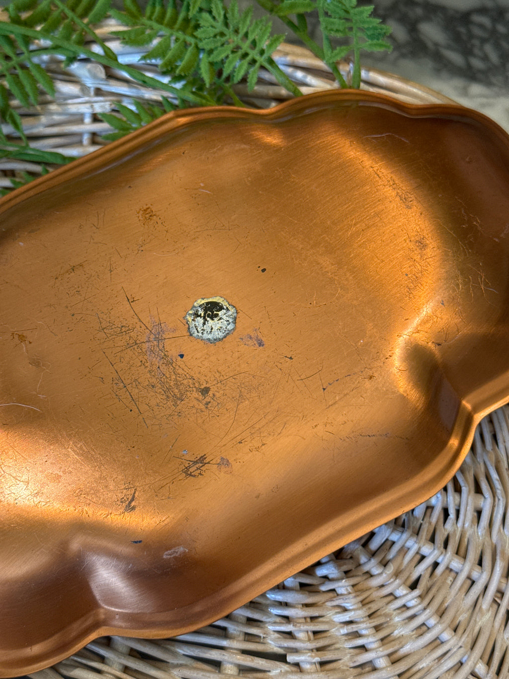 Vintage Copper Craft Guild Scalloped Oval Platter Tray