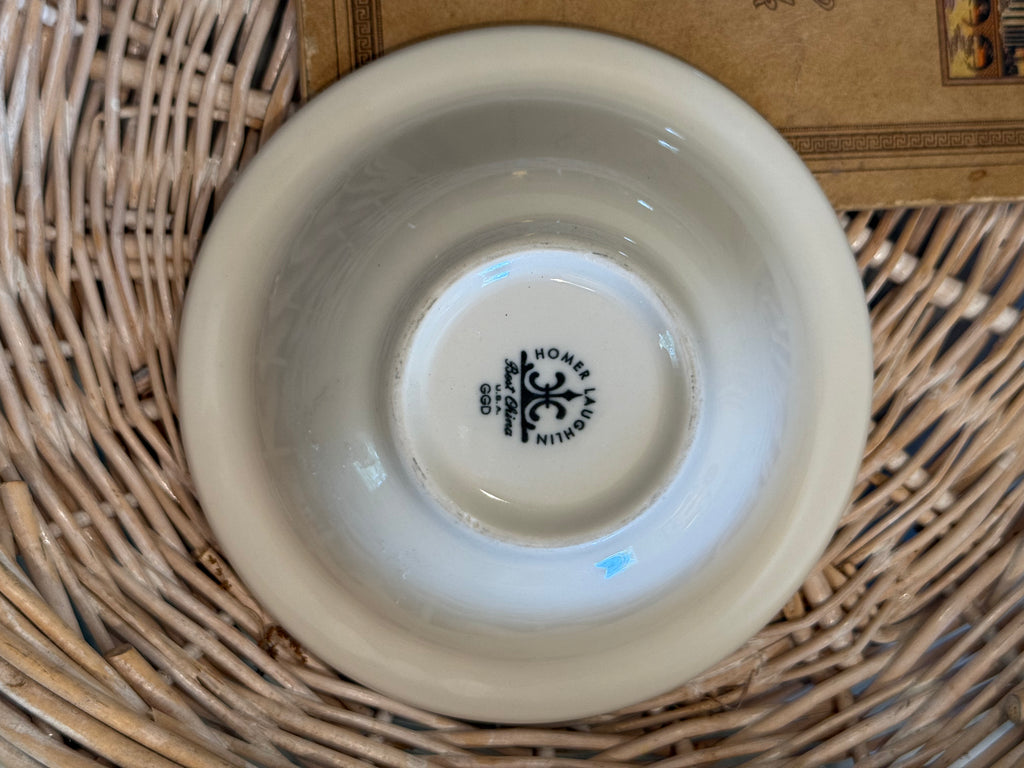 Vintage 90s Homer Laughlin Blue Rim Restaurant Ware Bowl