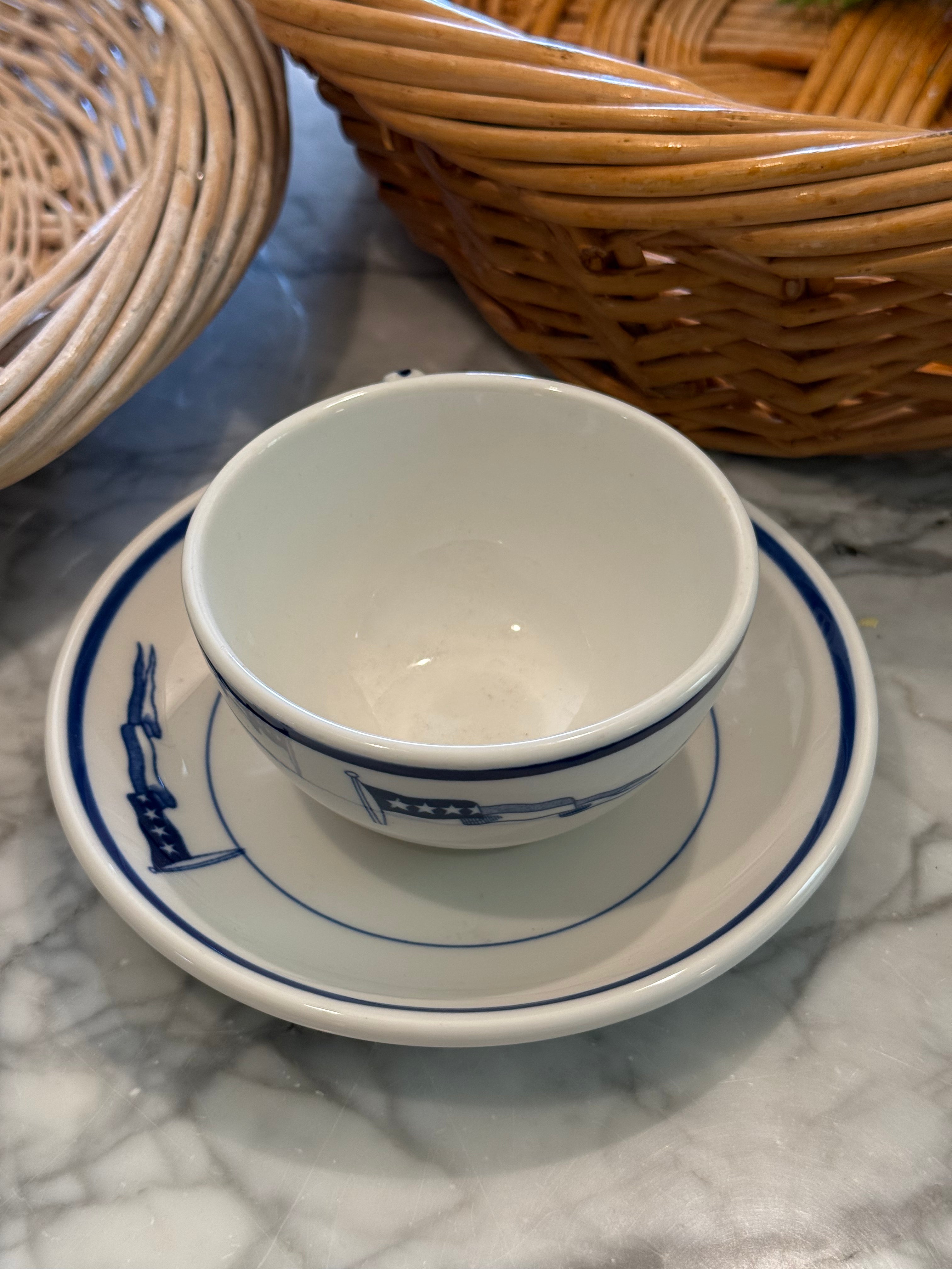 WWII US Navy Full Admiral Wardroom Mess Cup & Saucer Set