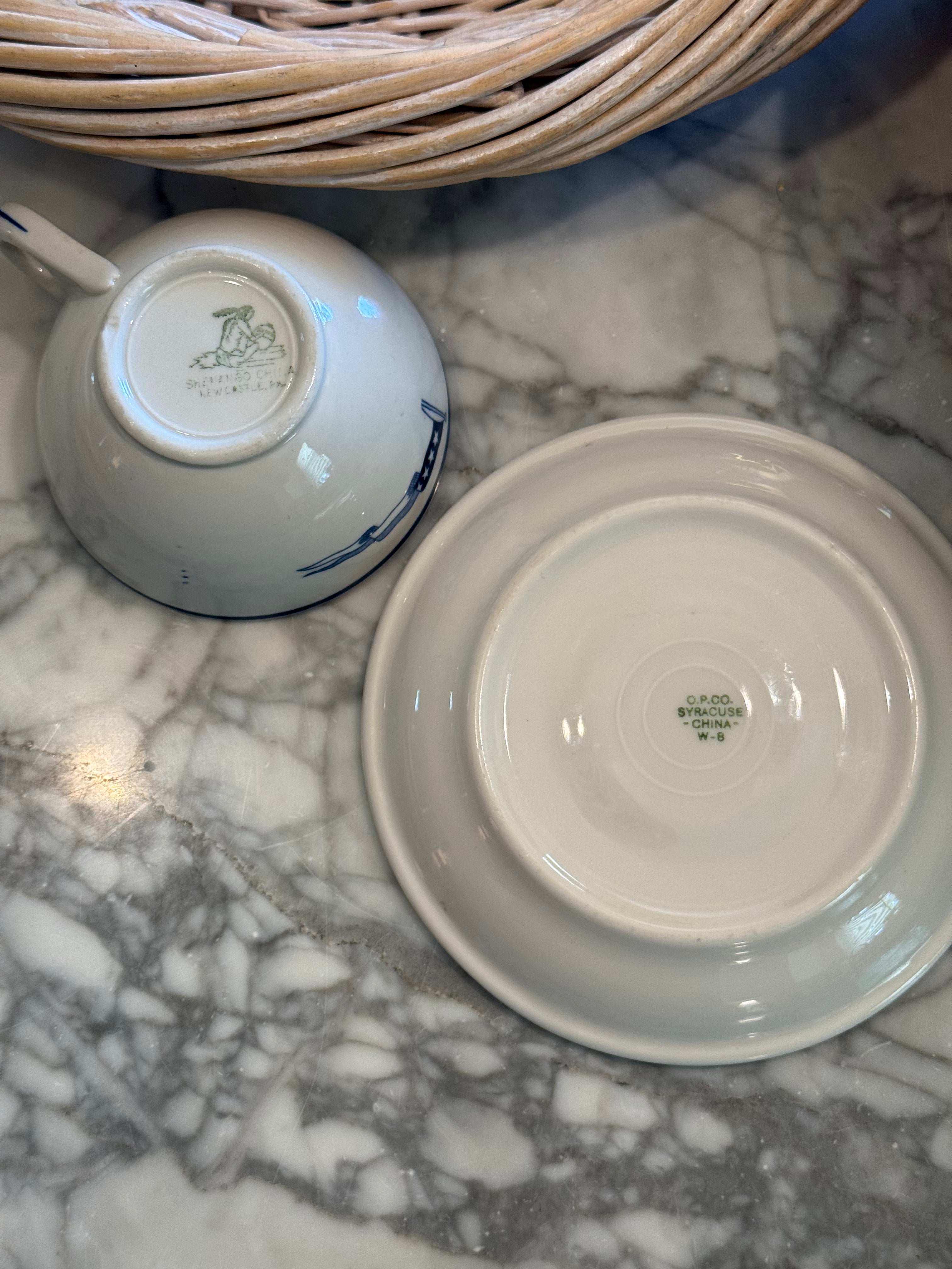 WWII US Navy Full Admiral Wardroom Mess Cup & Saucer Set