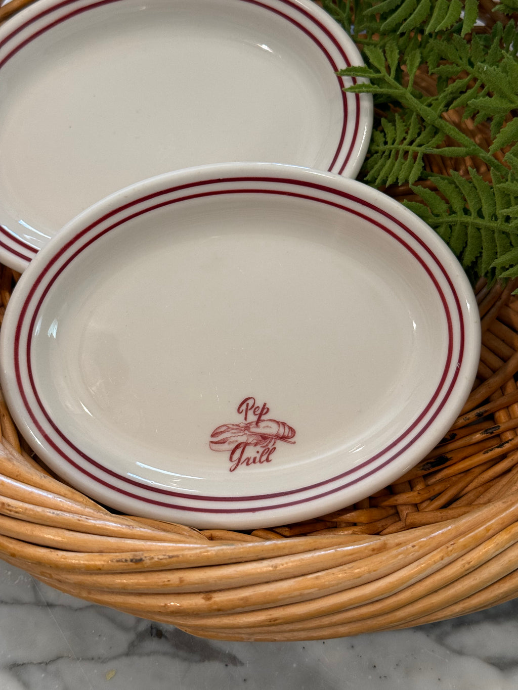 Vintage 1940s Pep Grill Restaurantware Oval Platter