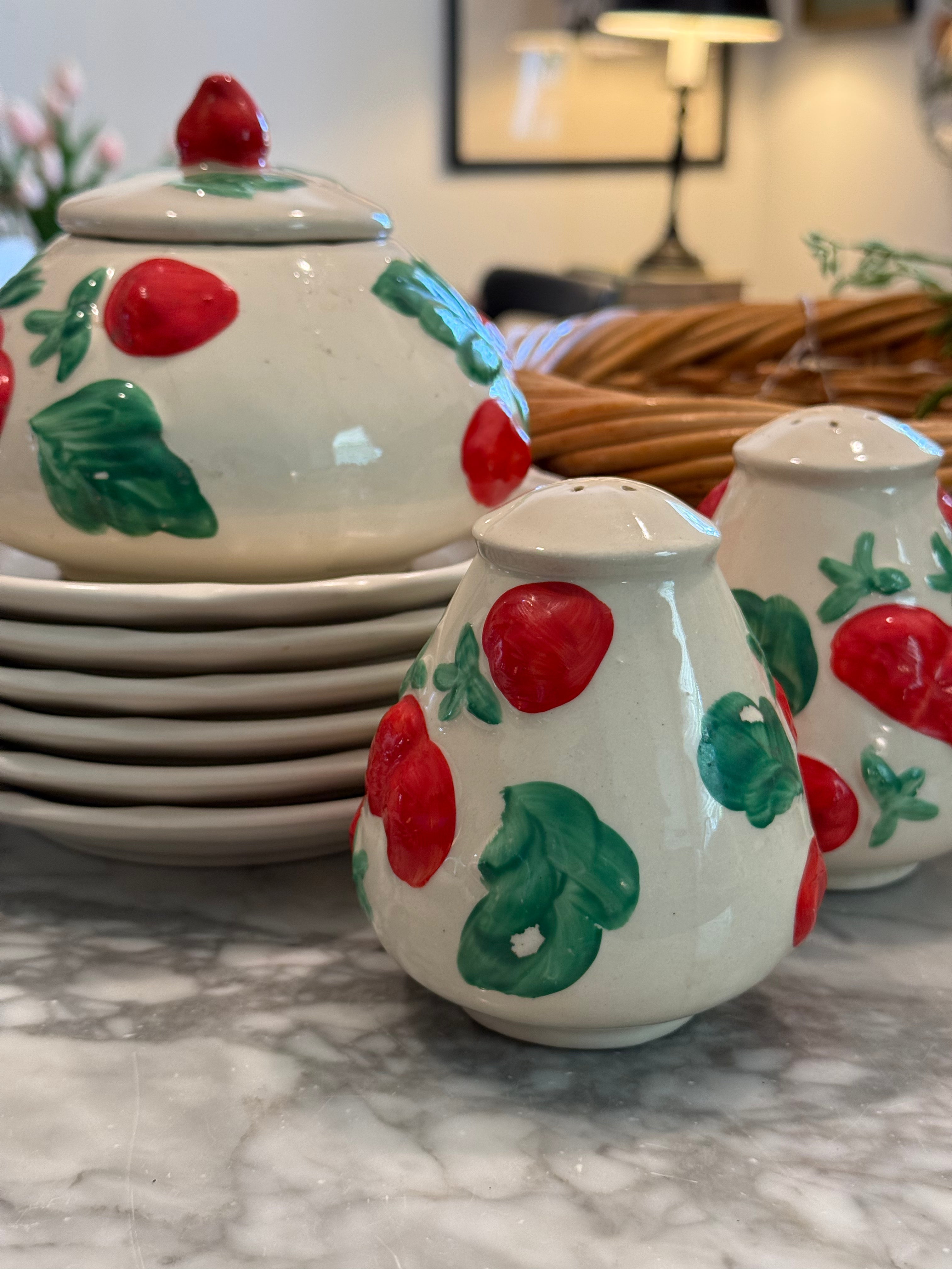 Vintage 1970s 3-Piece Ceramic Salt & Pepper and Canister Set