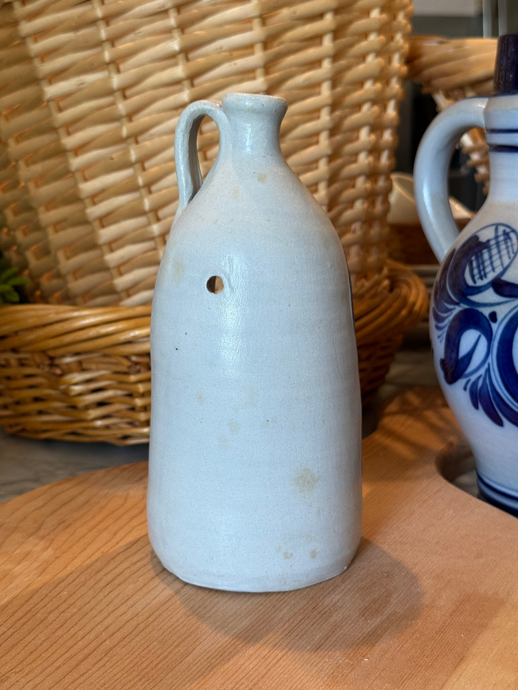 Vintage Williamsburg Pottery Salt Glazed Stoneware Candle Holder Jug