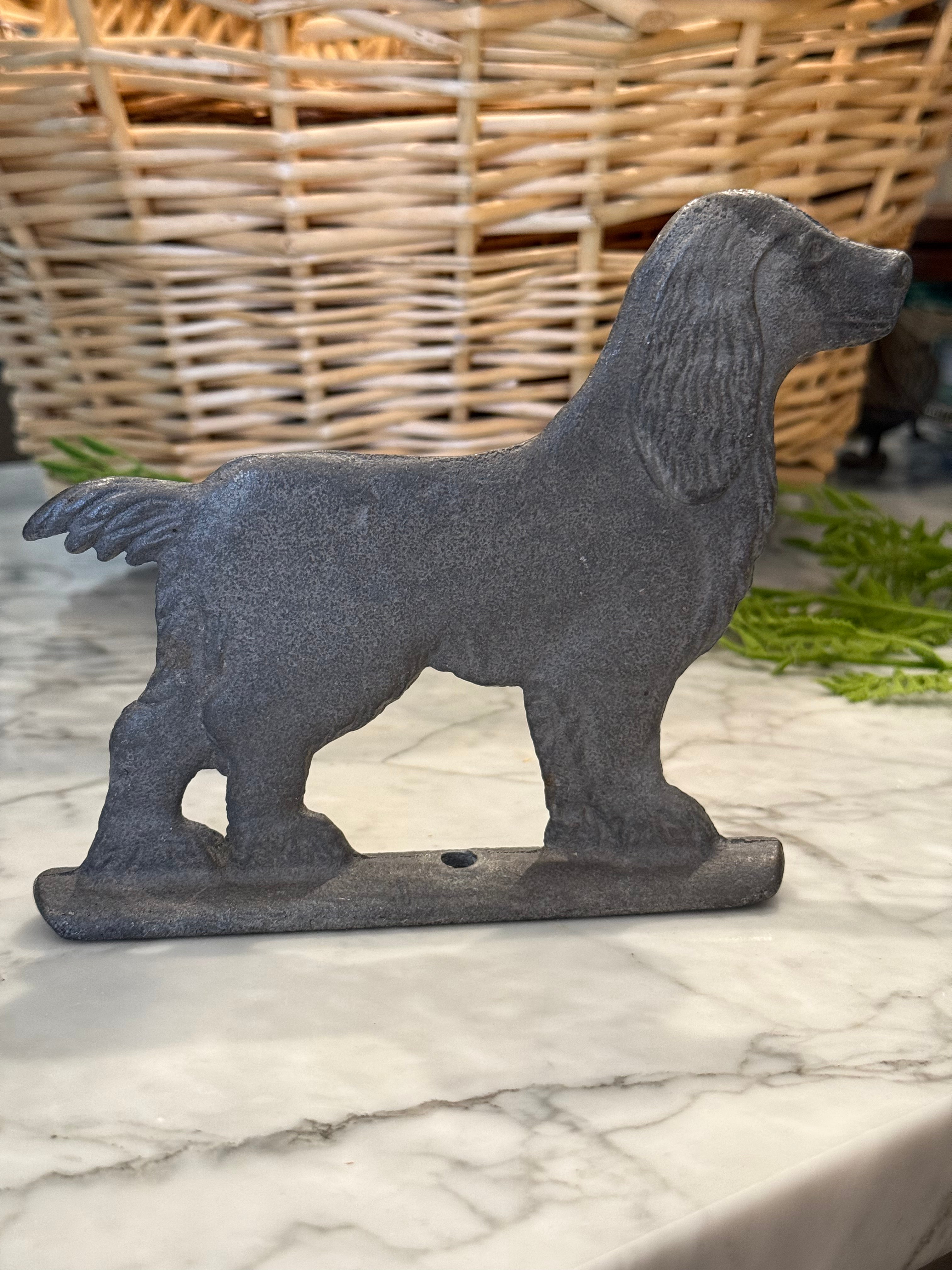 Vintage Cast Aluminum Cocker Spaniel Dog Fence Gate Finial