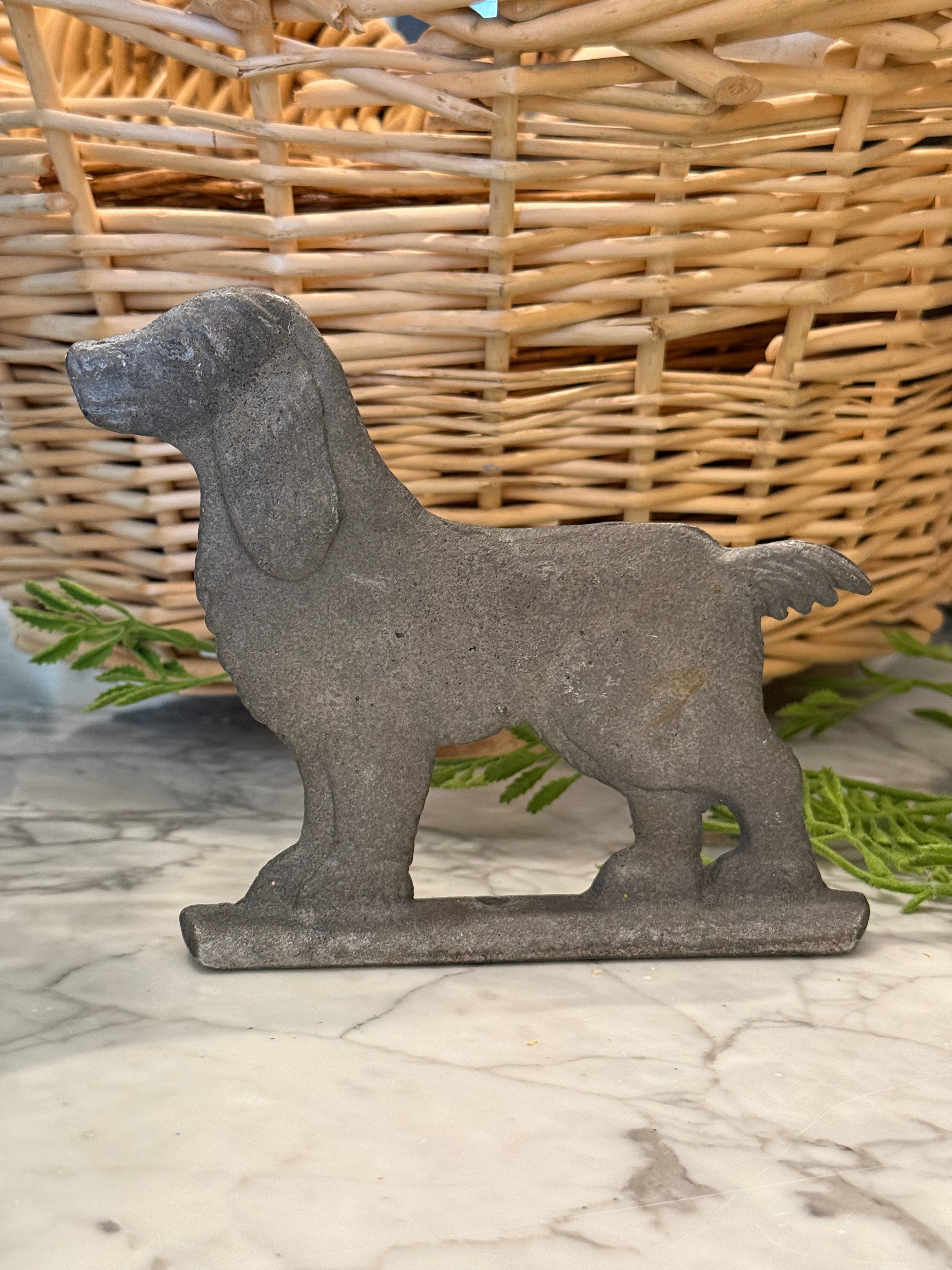 Vintage Cast Aluminum Cocker Spaniel Dog Fence Gate Finial