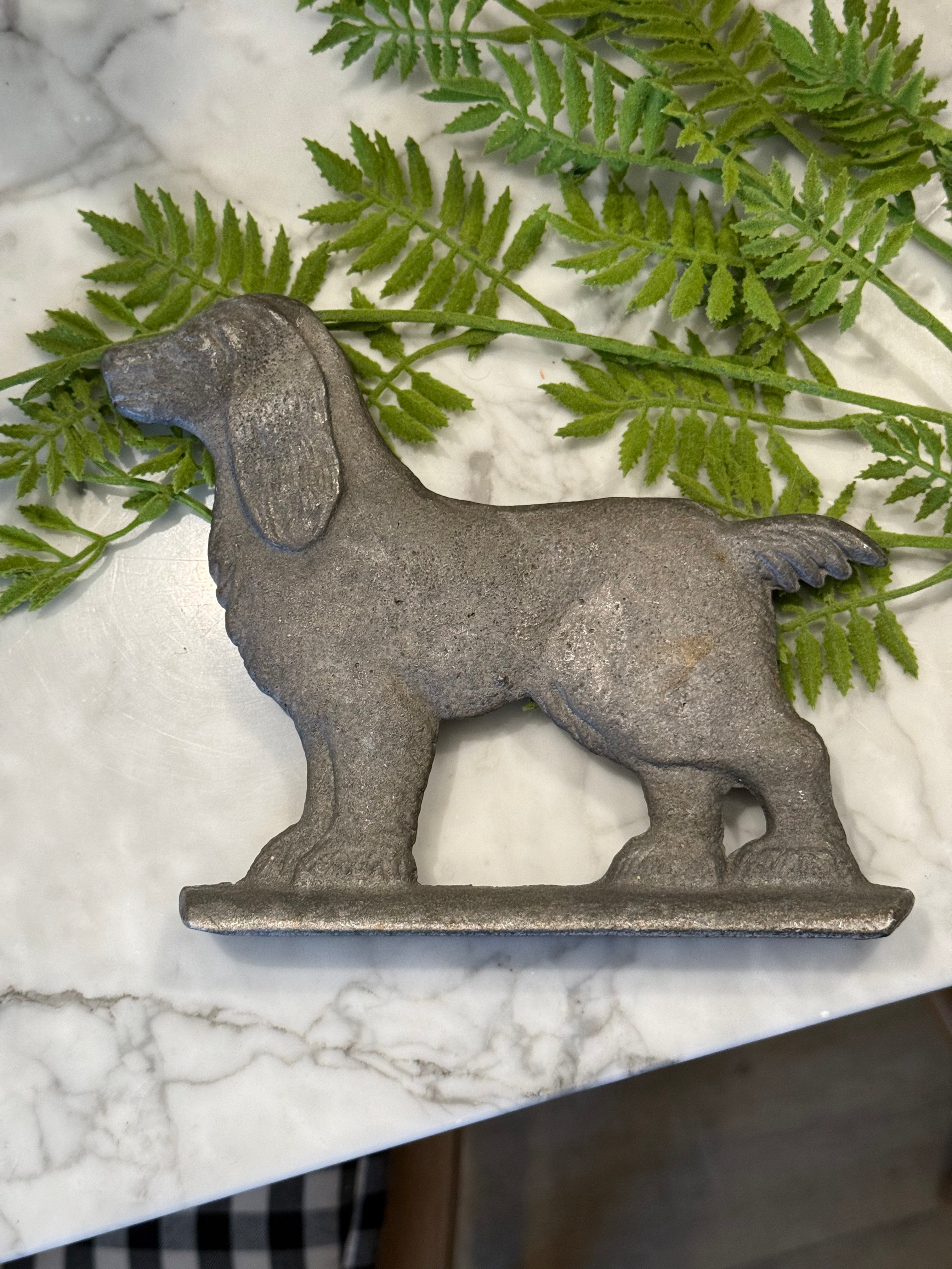 Vintage Cast Aluminum Cocker Spaniel Dog Fence Gate Finial