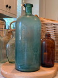 Grand Blown Aqua Glass Apothecary Bottle