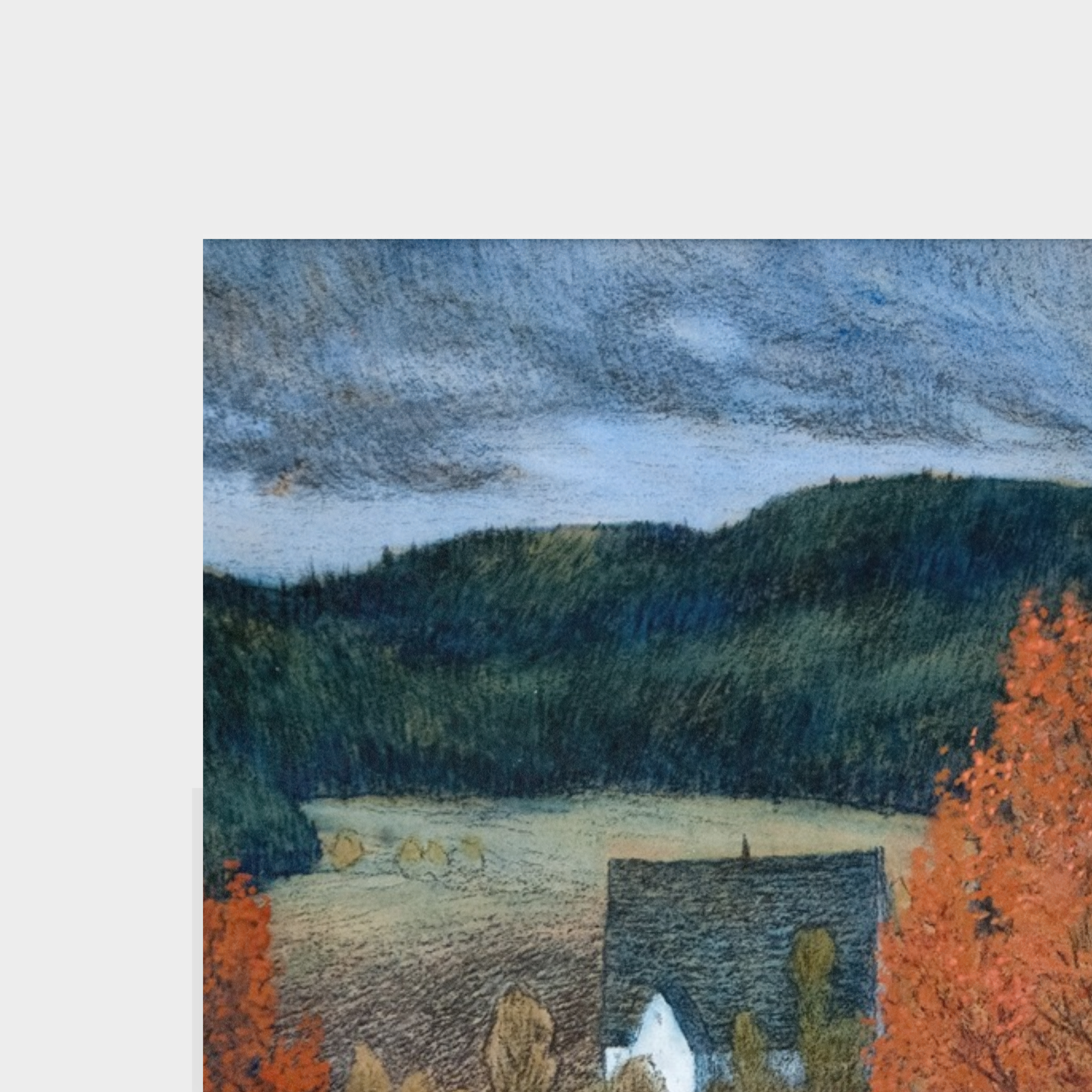 A detailed close-up shot showcasing the premium paper grain texture and rich ink details of the Autumn No. 01 art print reproduction.