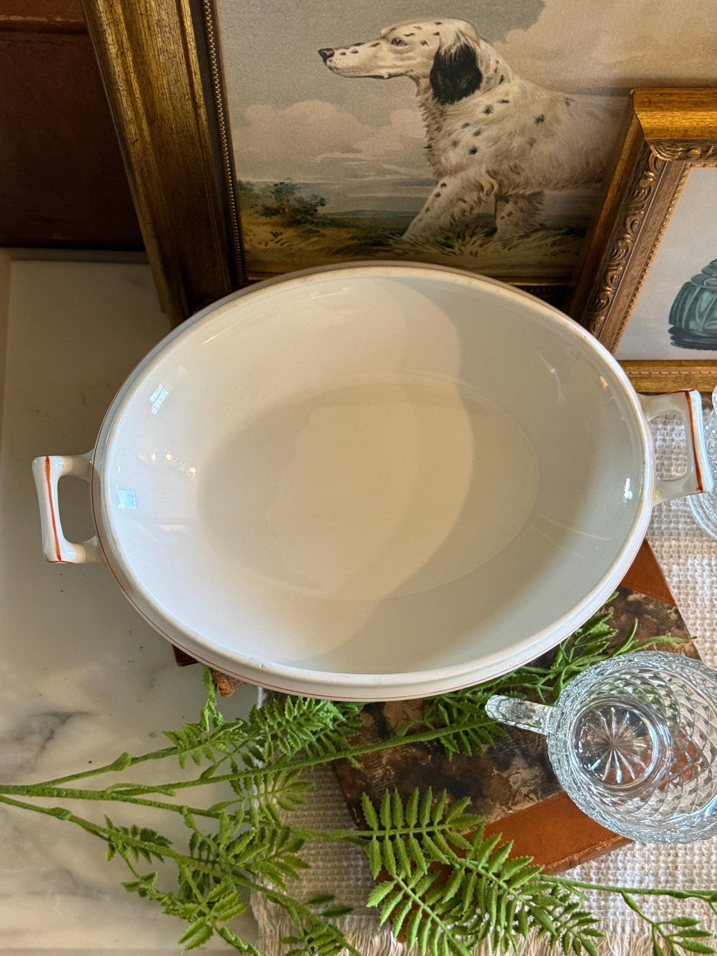Antique W. H. Grindley & Co "Dresden" England Covered Oval Bowl