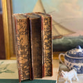 Three vintage 1930s Jack London Danish leather bound books standing together