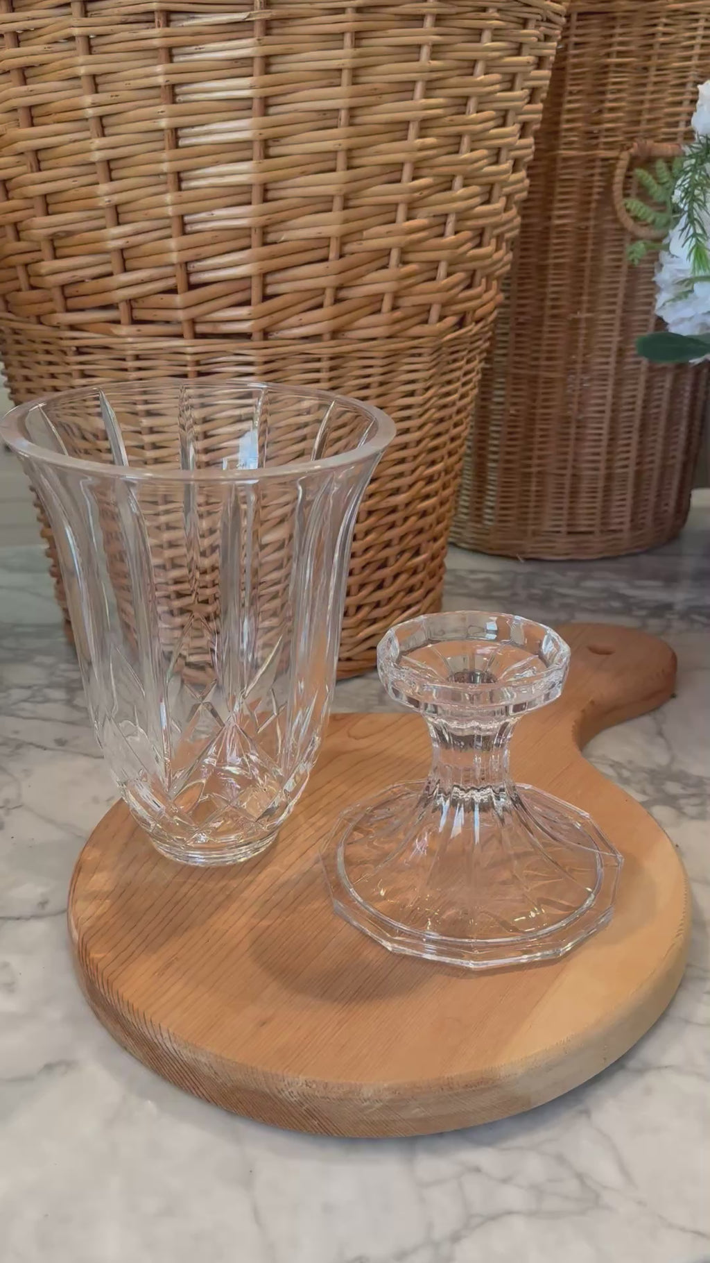Lead Crystal Hurricane Candle Holder Vase Tabletop Centerpiece