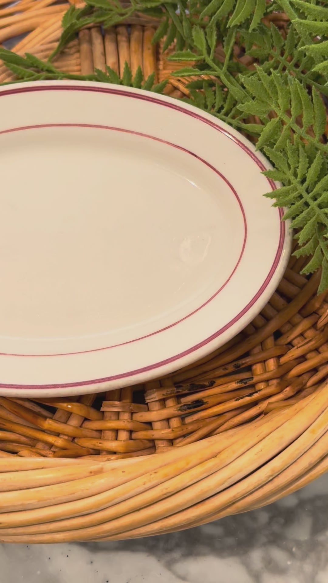 Vintage Sterling China Red Band Restaurantware Oval Side Dish