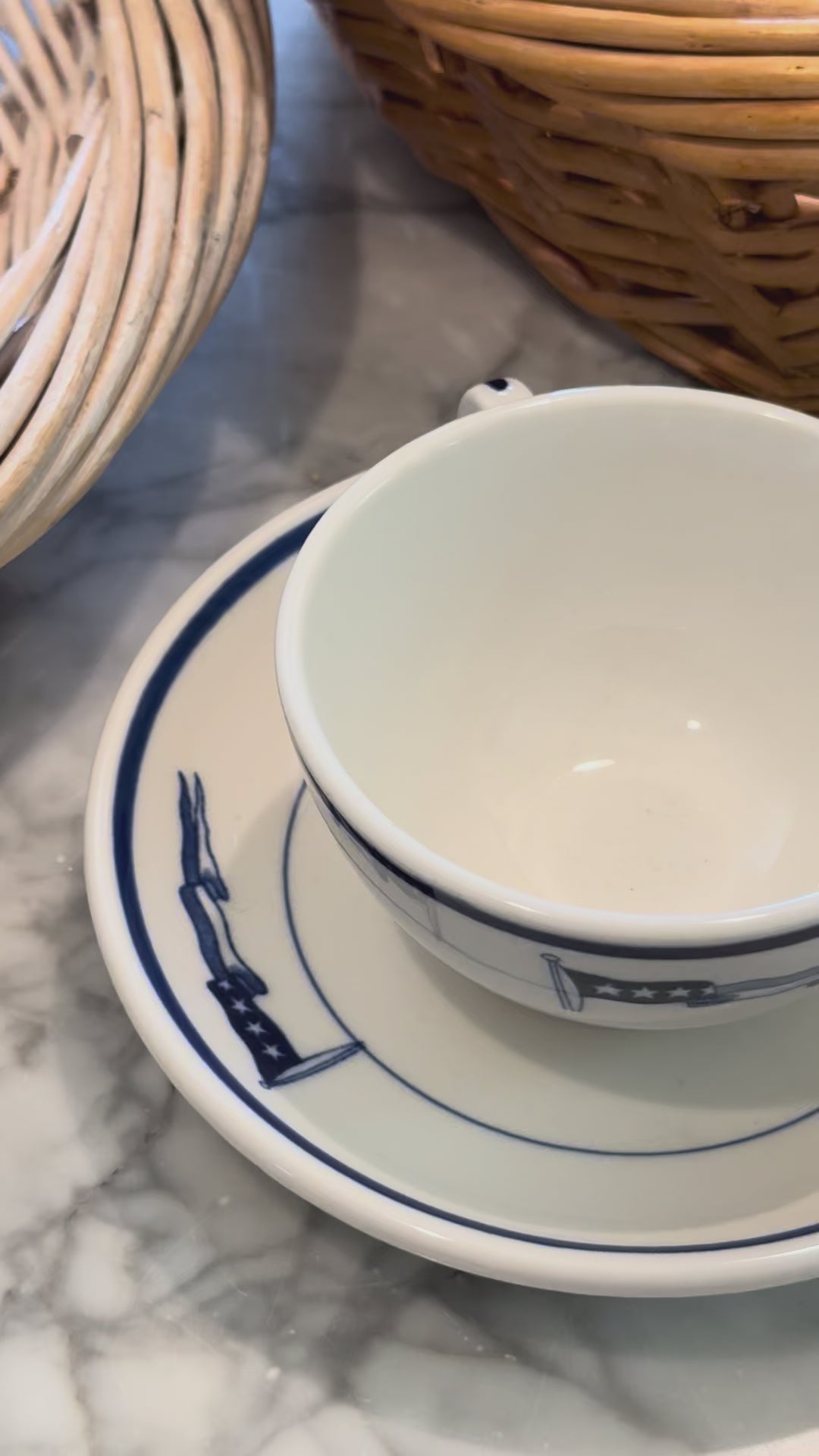 WWII US Navy Full Admiral Wardroom Mess Cup & Saucer Set