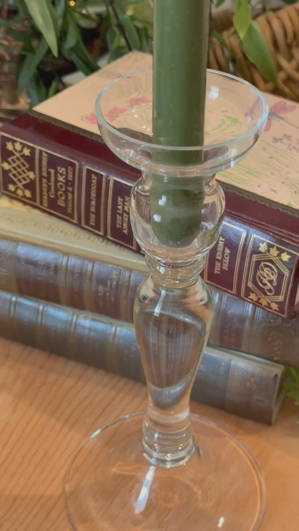 Clear Glass Tapered Candlestick Holder - 9" Vintage Tabletop Decor