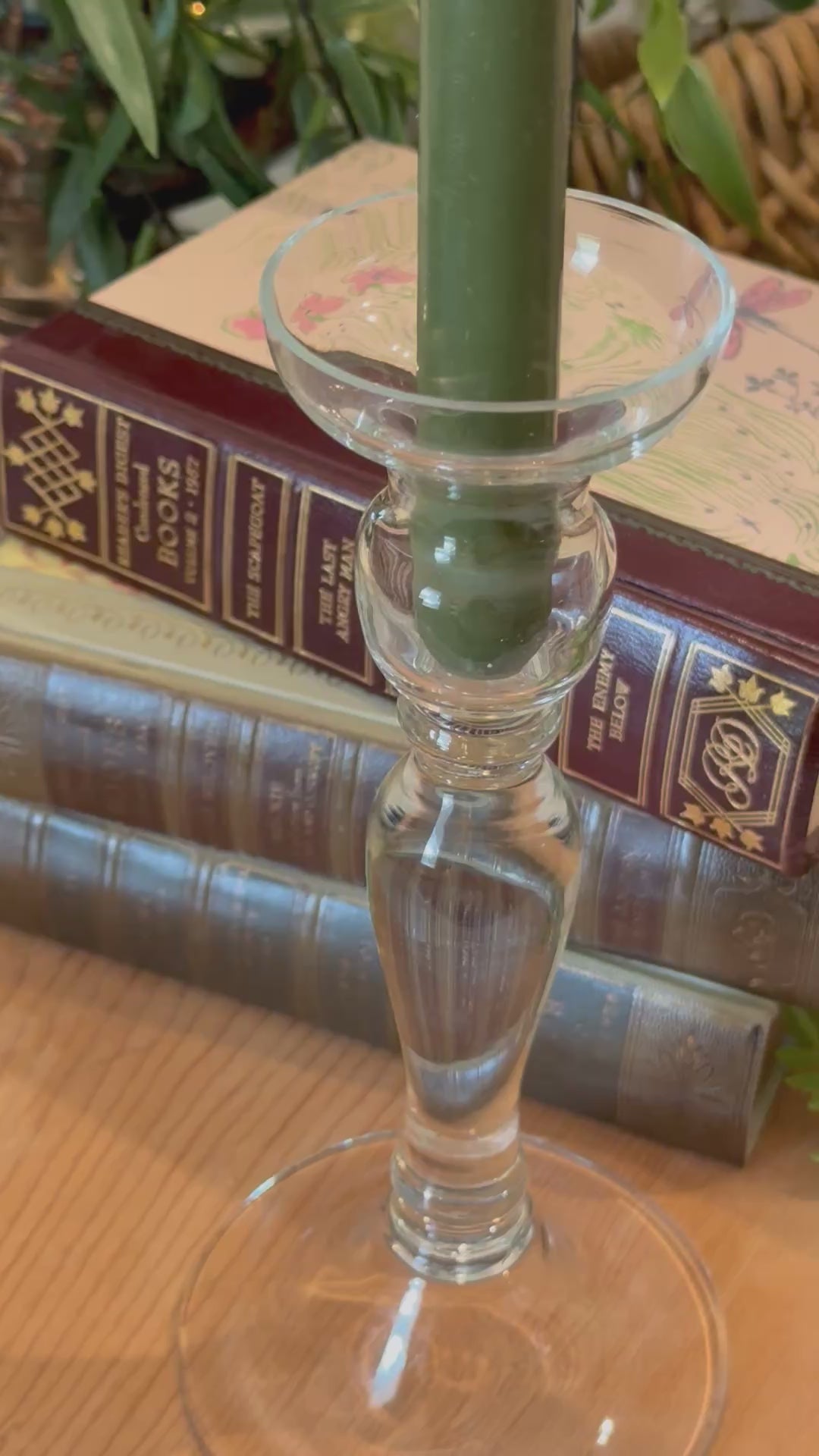 Clear Glass Tapered Candlestick Holder - 9" Vintage Tabletop Decor