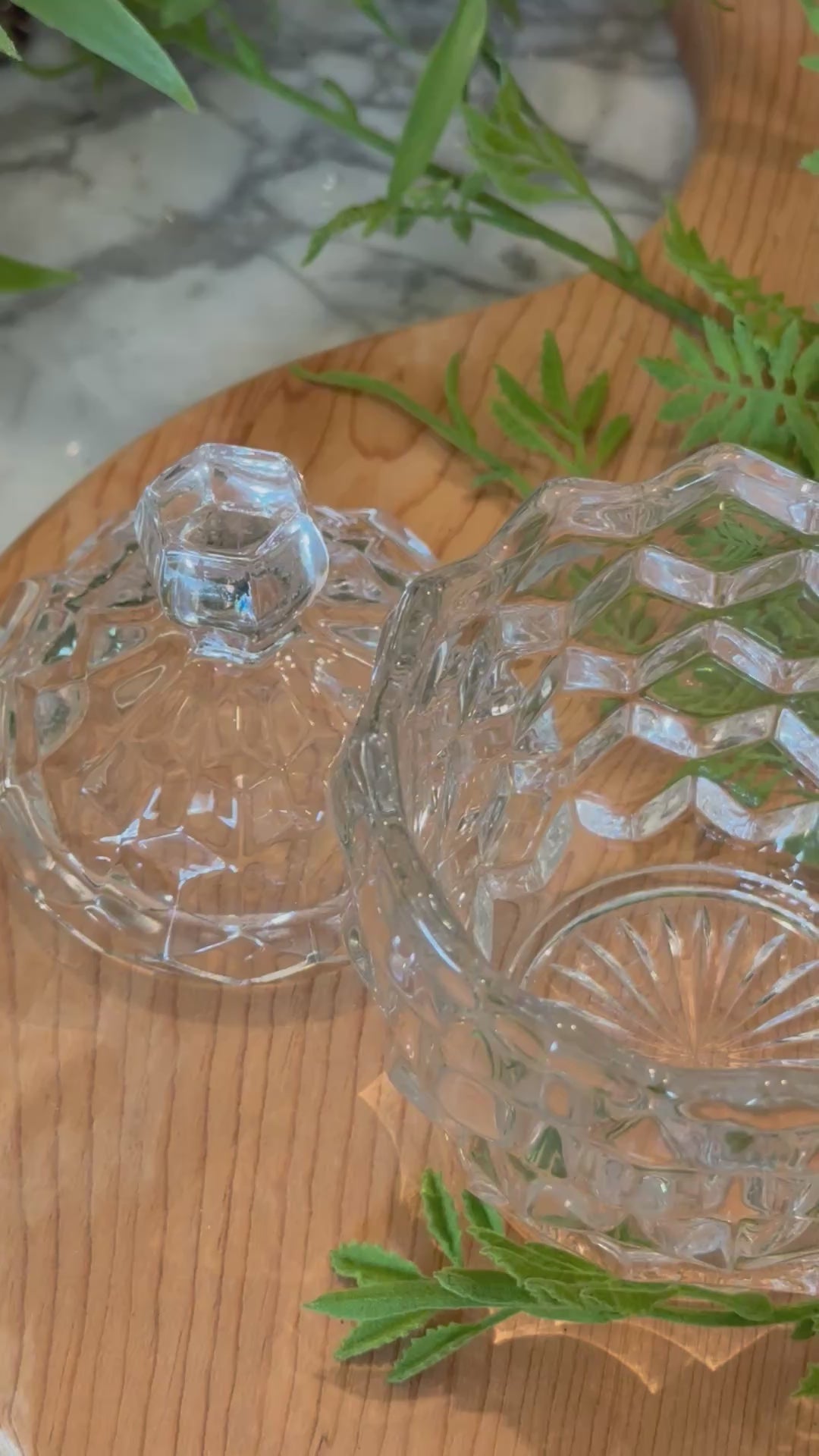 Fostoria Glass Barrel Sugar Dish with Lid