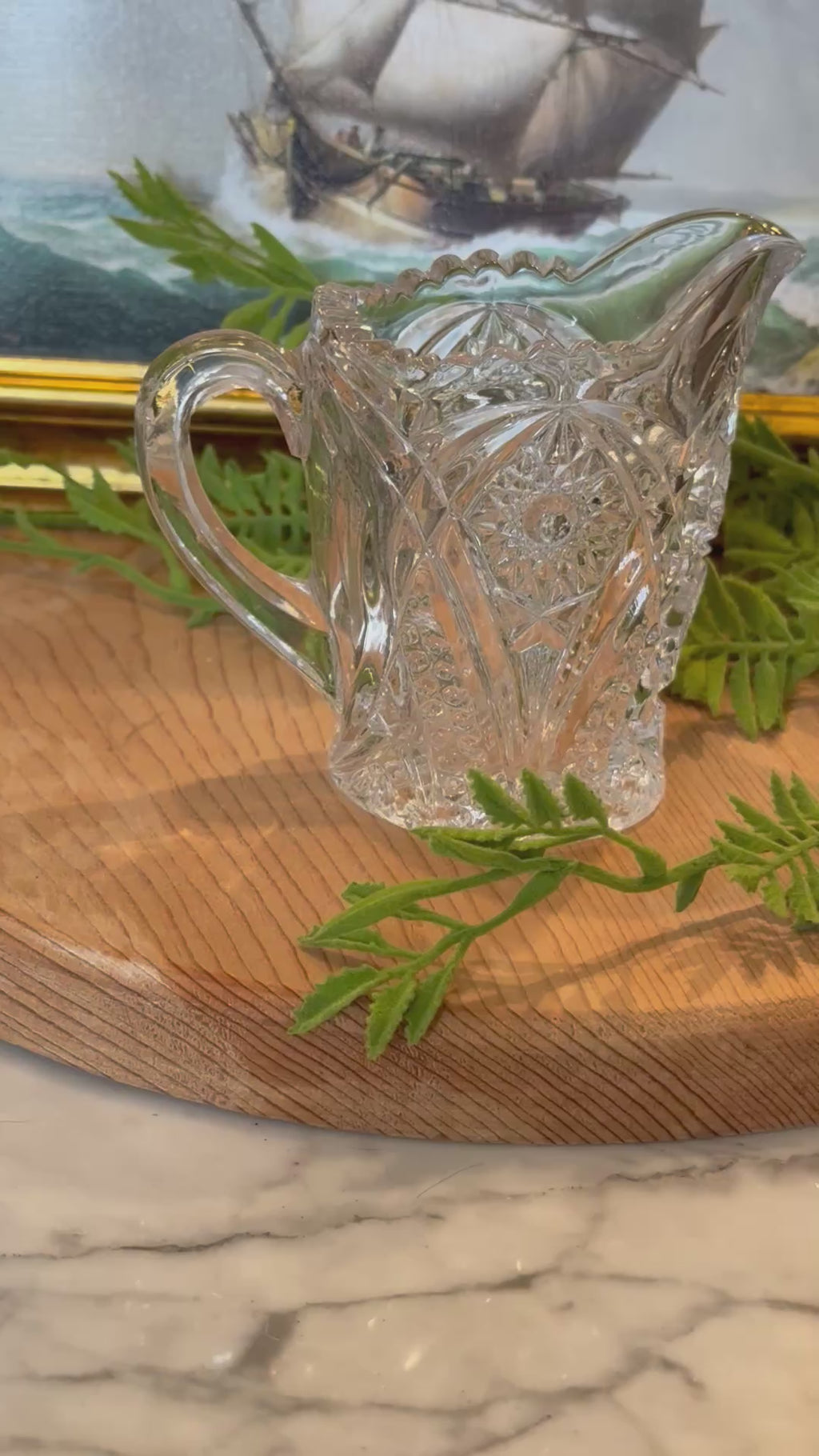 Vintage EAPG Sawtooth Edge Mini Pitcher - 4" Clear Glass Creamer
