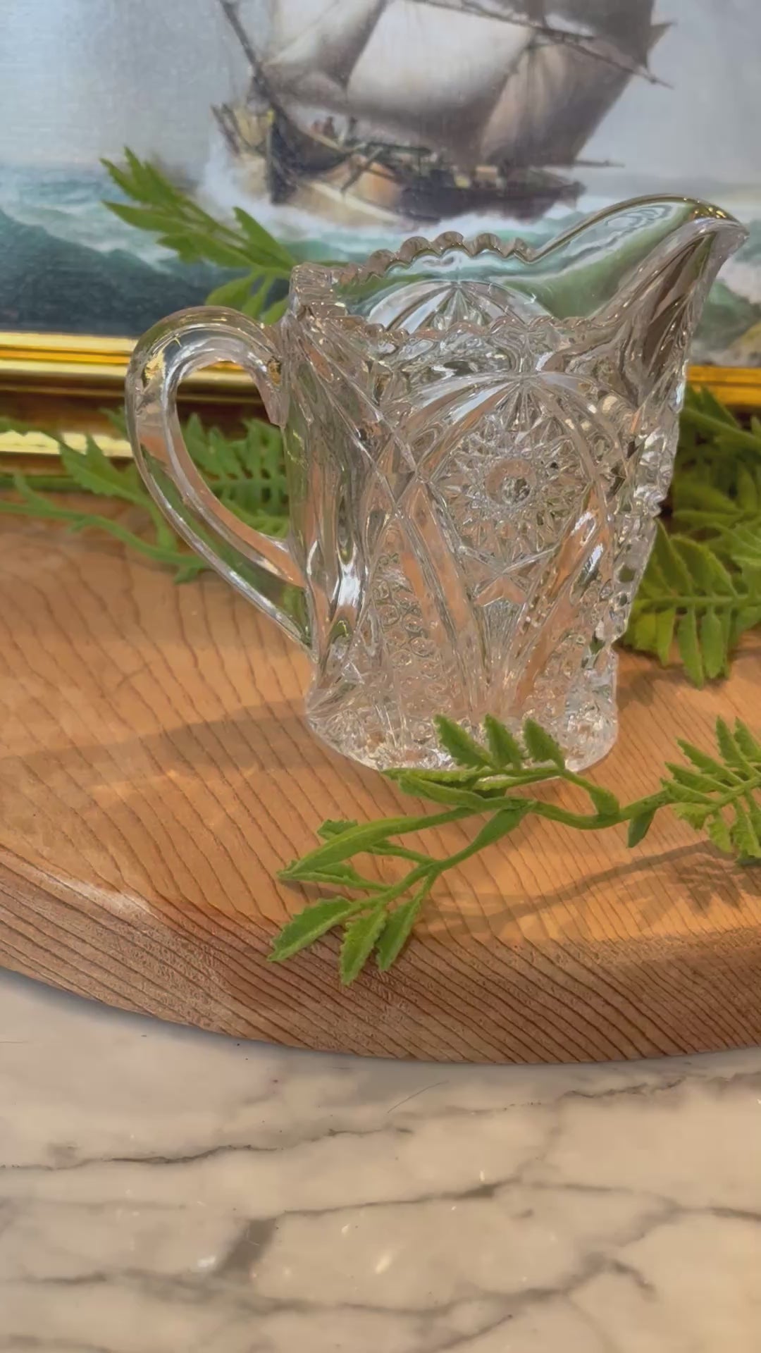 Vintage EAPG Sawtooth Edge Mini Pitcher - 4" Clear Glass Creamer