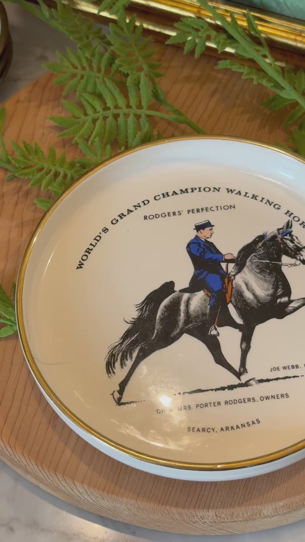 Rare 1959 Rodgers' Perfection World Grand Champion Walking Horse Commemorative Plate