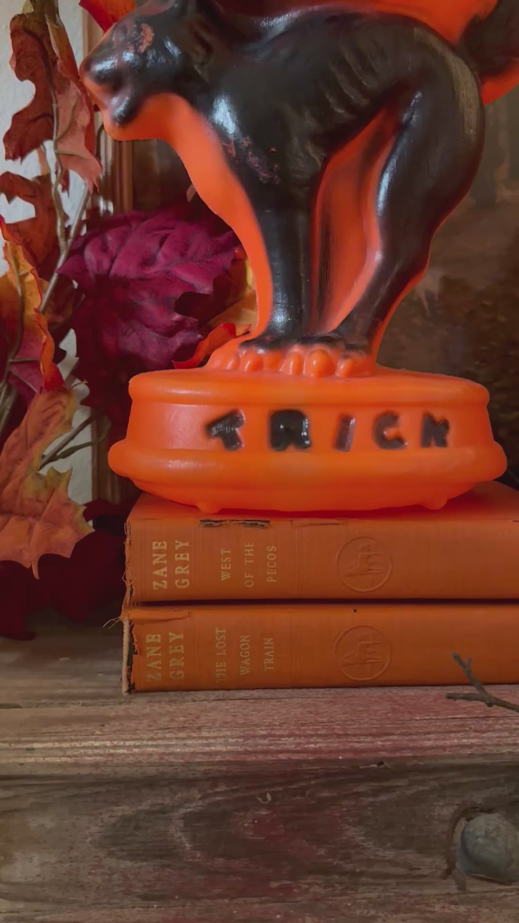 Vintage Orange Set of 2 Hardcover Books Shelf Decor by Zane Grey