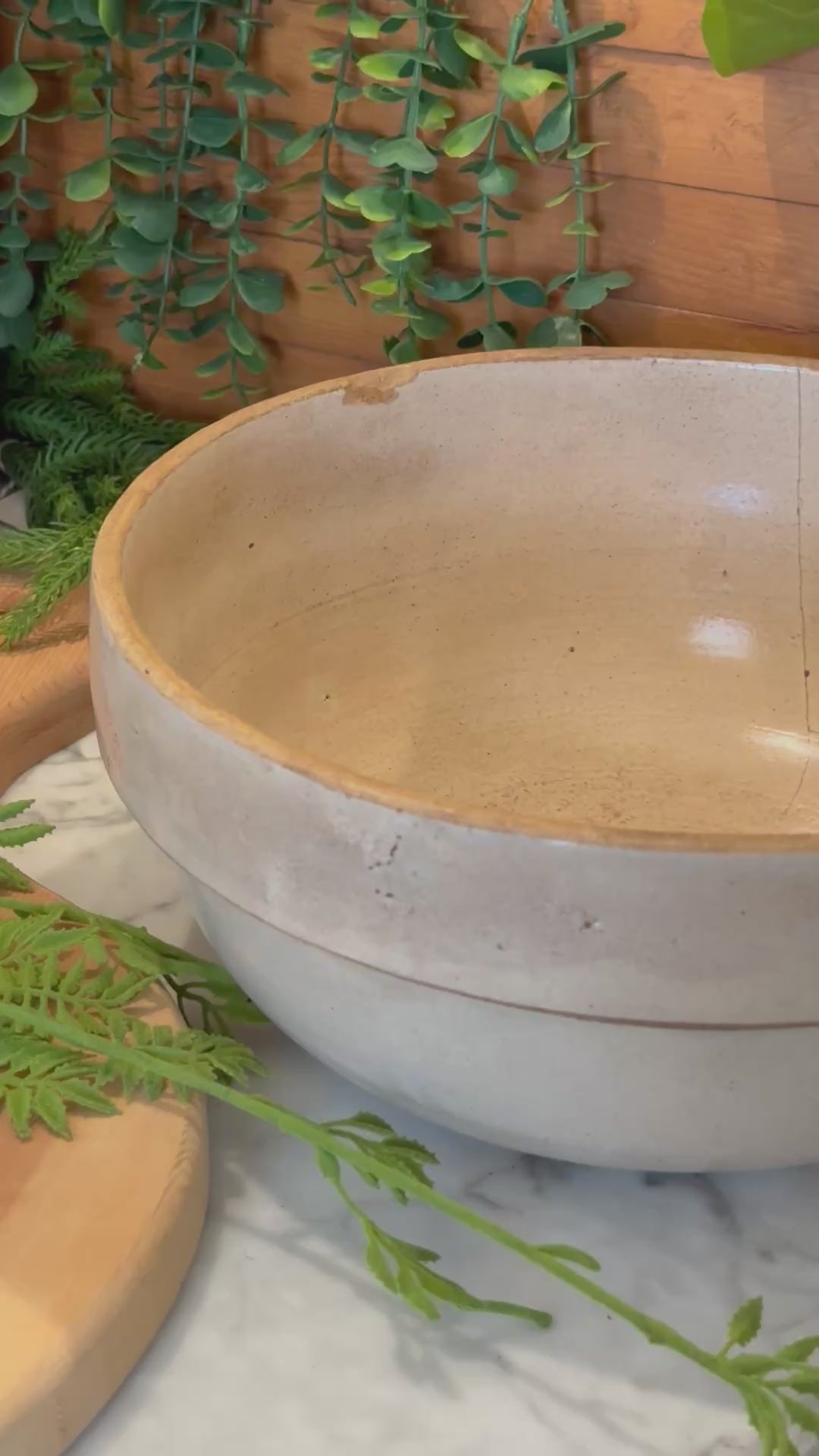 Antique Primitive Stoneware Shoulder Crock Bowl - 11"
