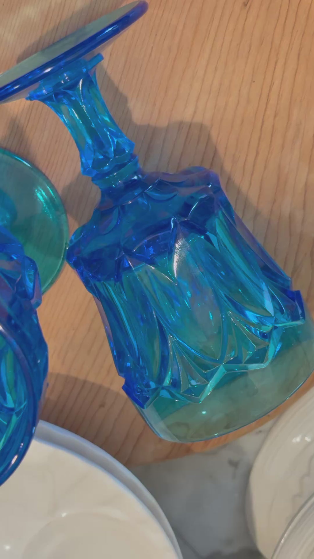 Red Cliff Heirloom Blue Water Goblets by Fenton - Set of 2